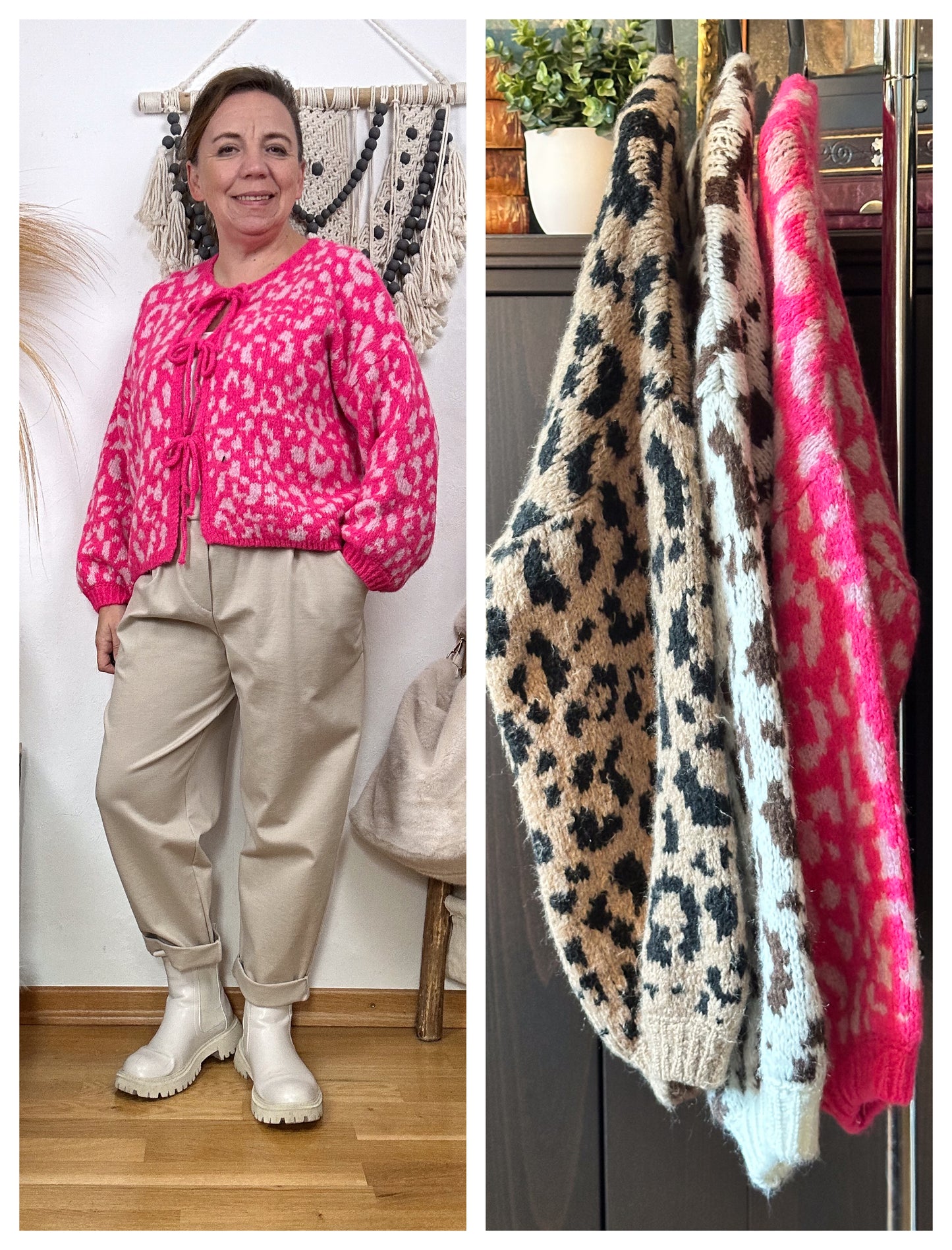 CARDIGAN MIT SCHLEIFEN LEOPARD