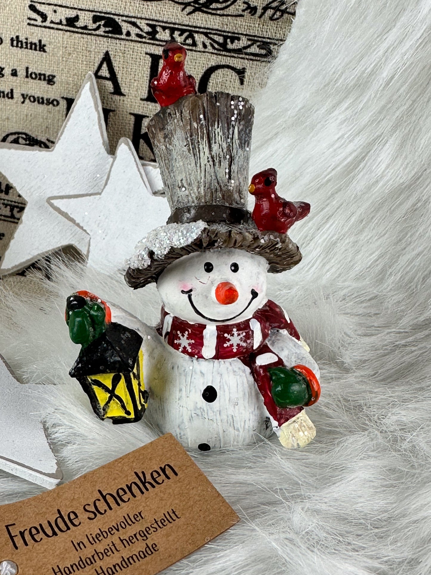 MINI DEKOFIGUR SCHNEEMANN MIT LATERNE