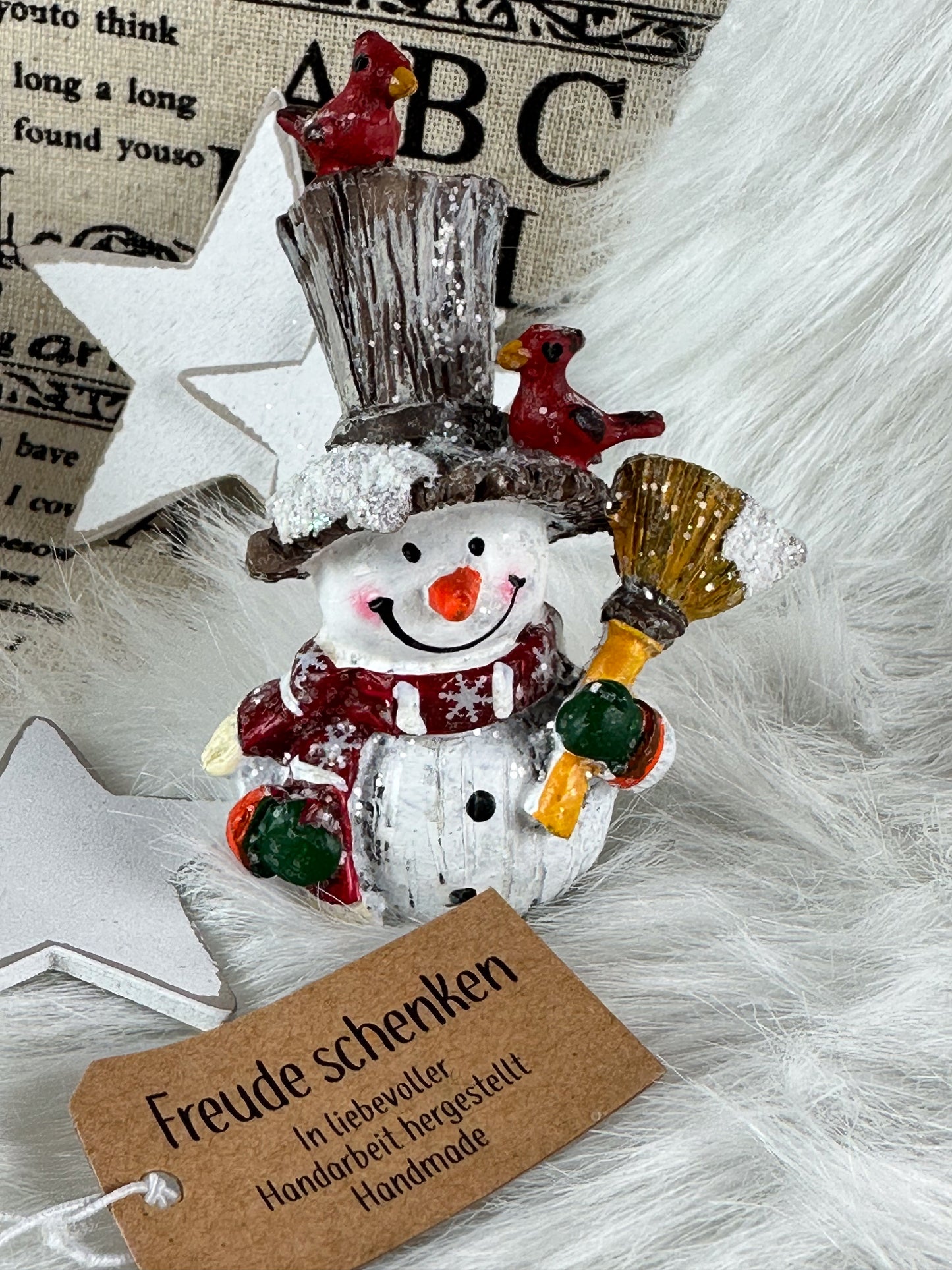 MINI DEKOFIGUR SCHNEEMANN MIT BESEN