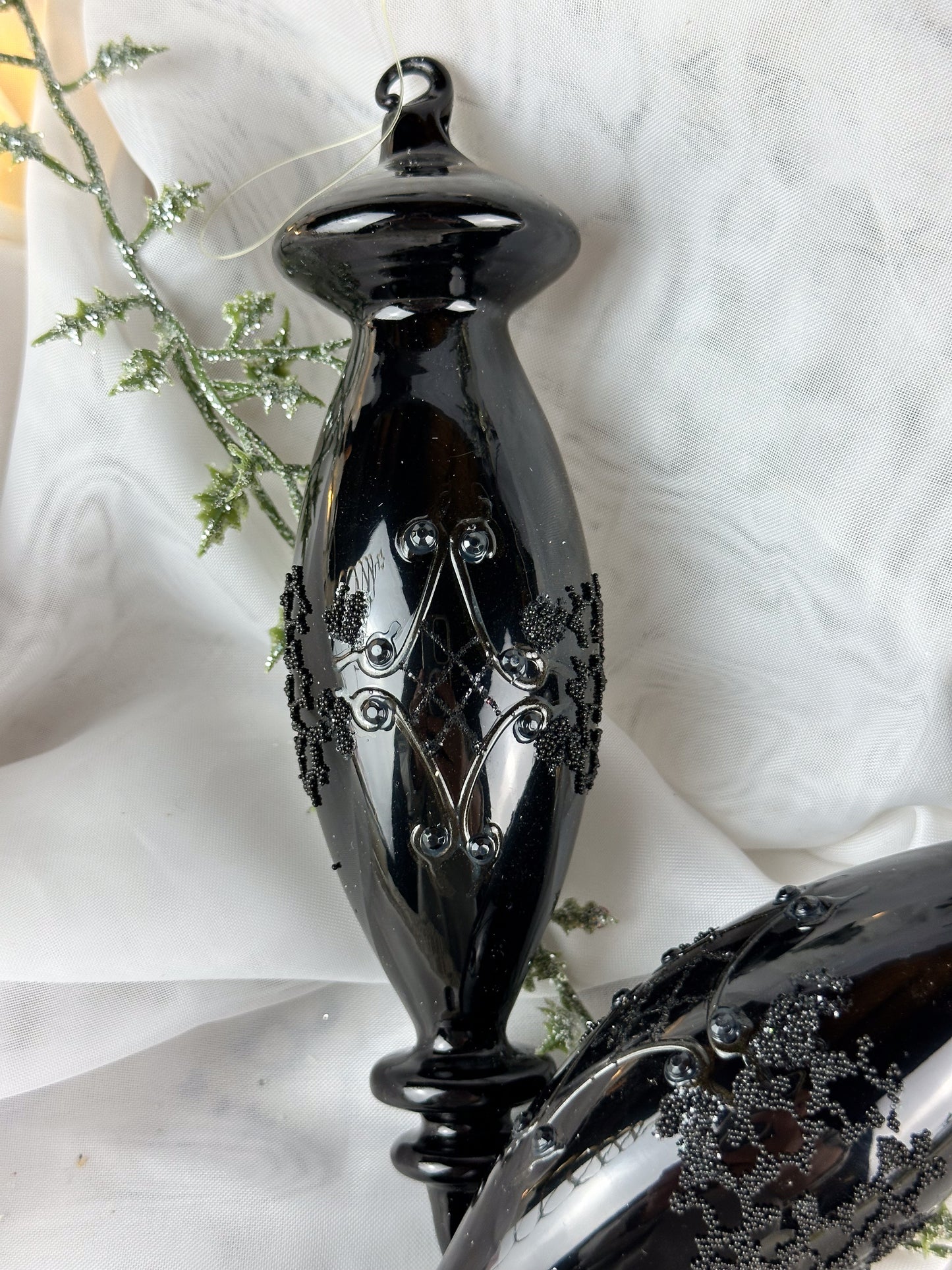 2er SET NOSTALGIE BAUMKUGELN SCHWARZ