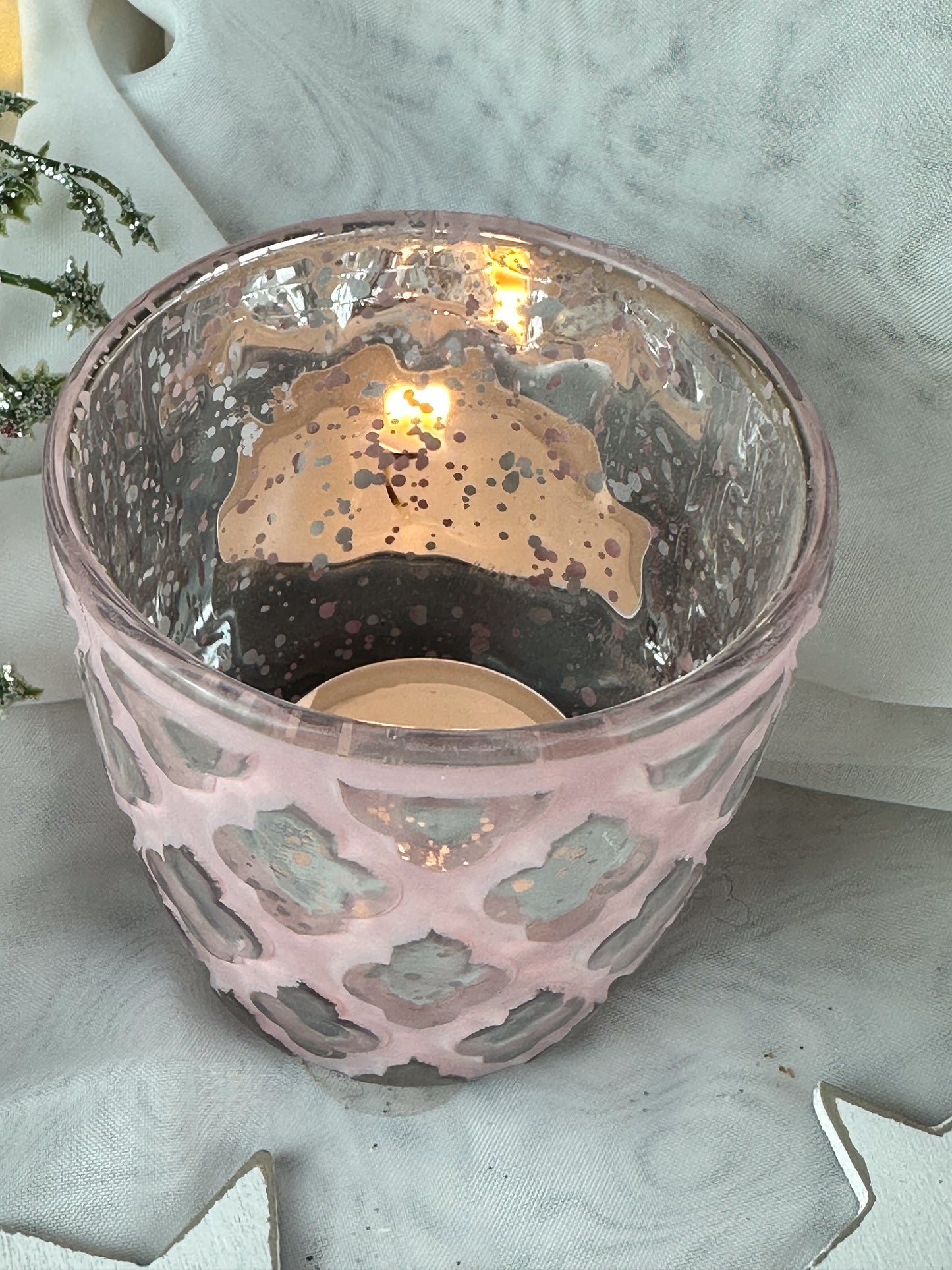 TEELICHTHALTER GLAS ROSA