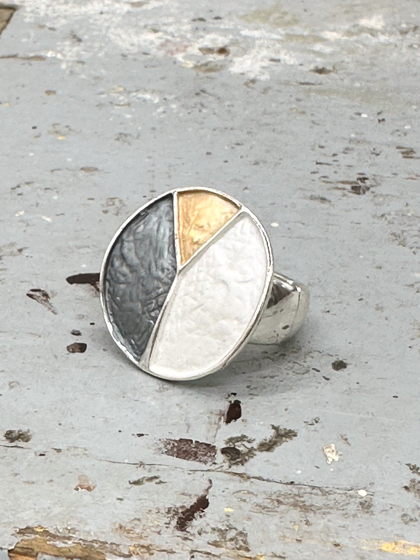 Cocktail - Stretch - Ring Grau Weiß