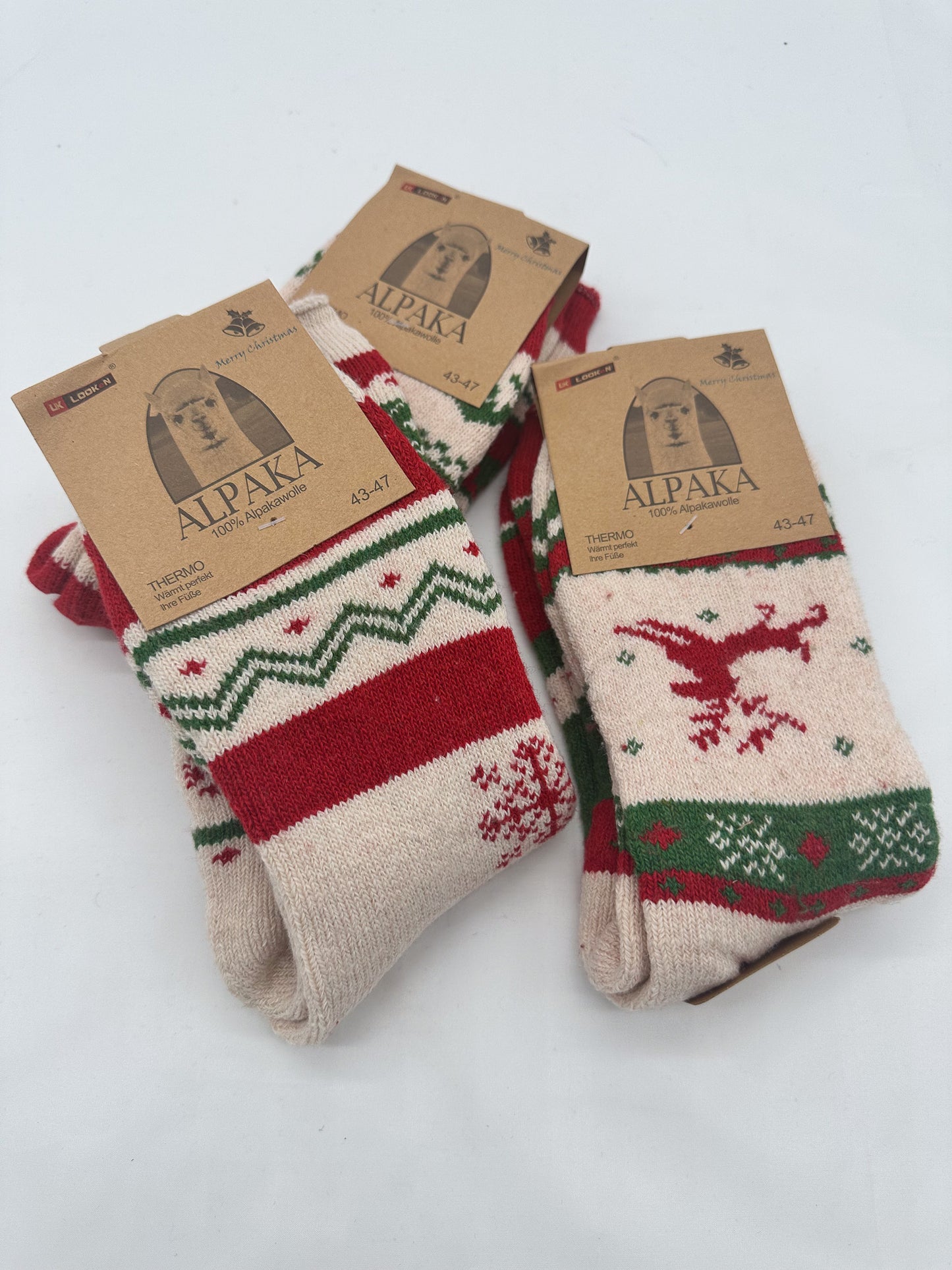 3er PACK ALPAKA Socken Weihnachtsmuster Damen & Herren