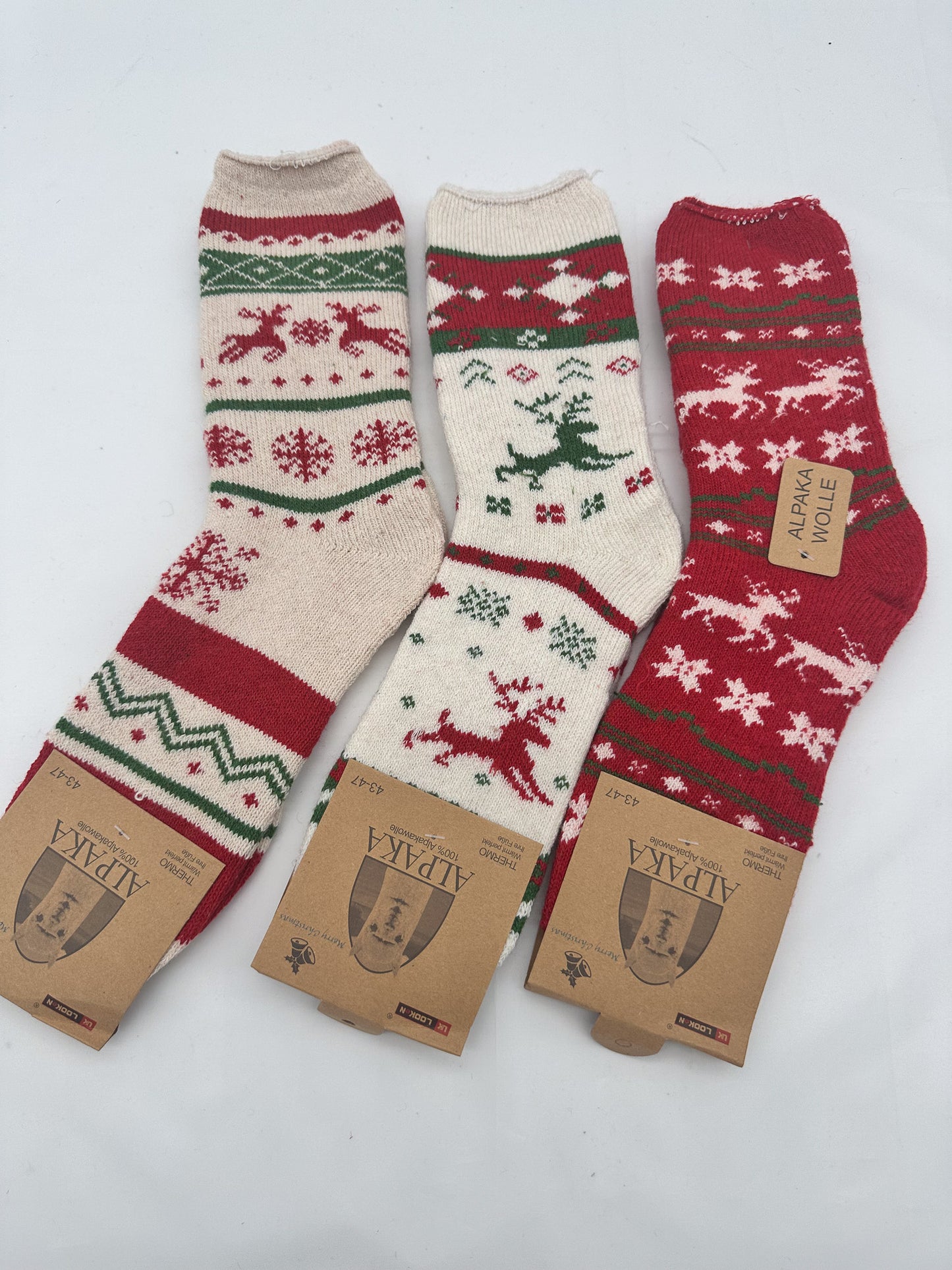 3er PACK ALPAKA Socken Weihnachtsmuster Damen & Herren