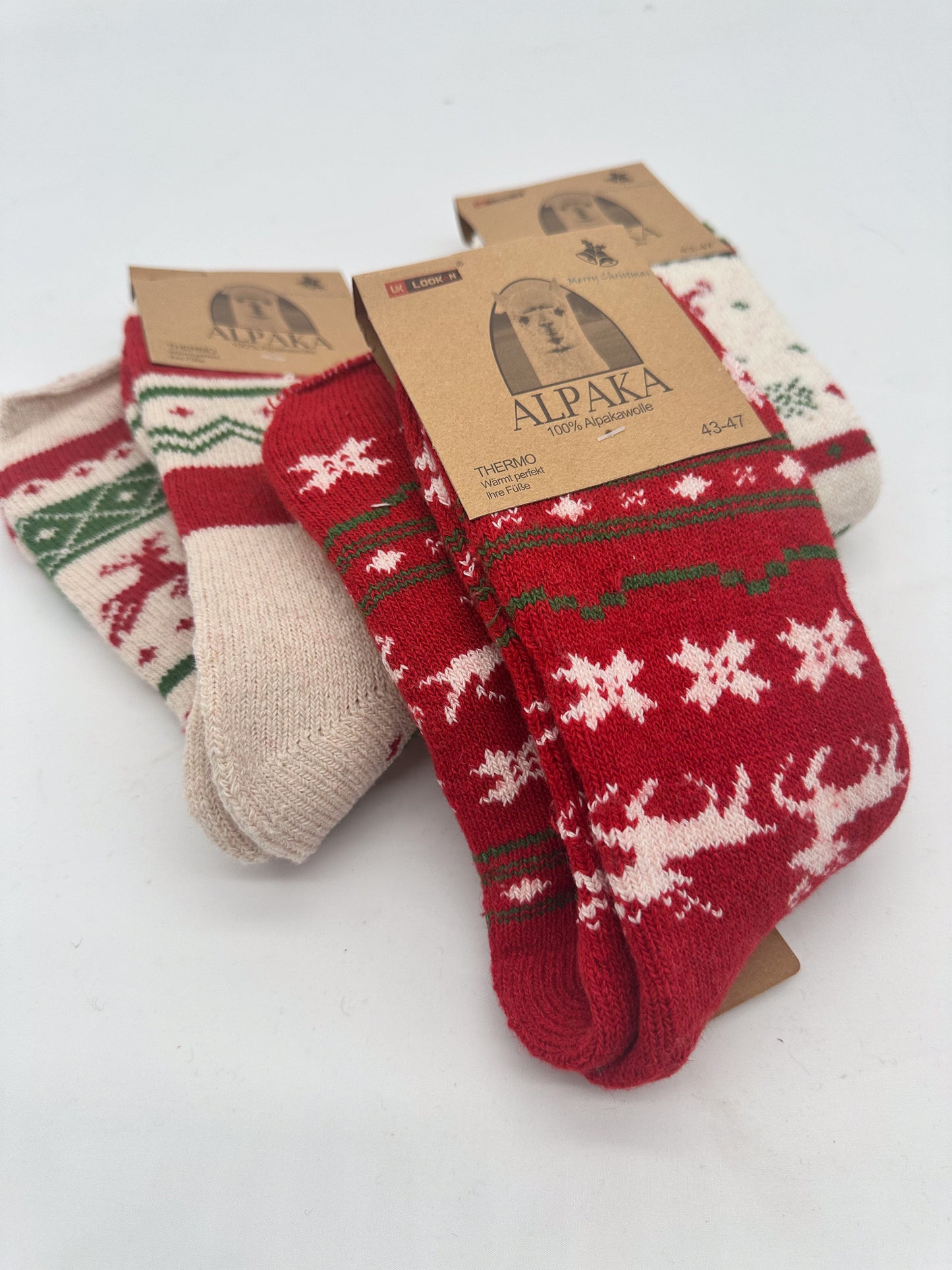 3er PACK ALPAKA Socken Weihnachtsmuster Damen & Herren