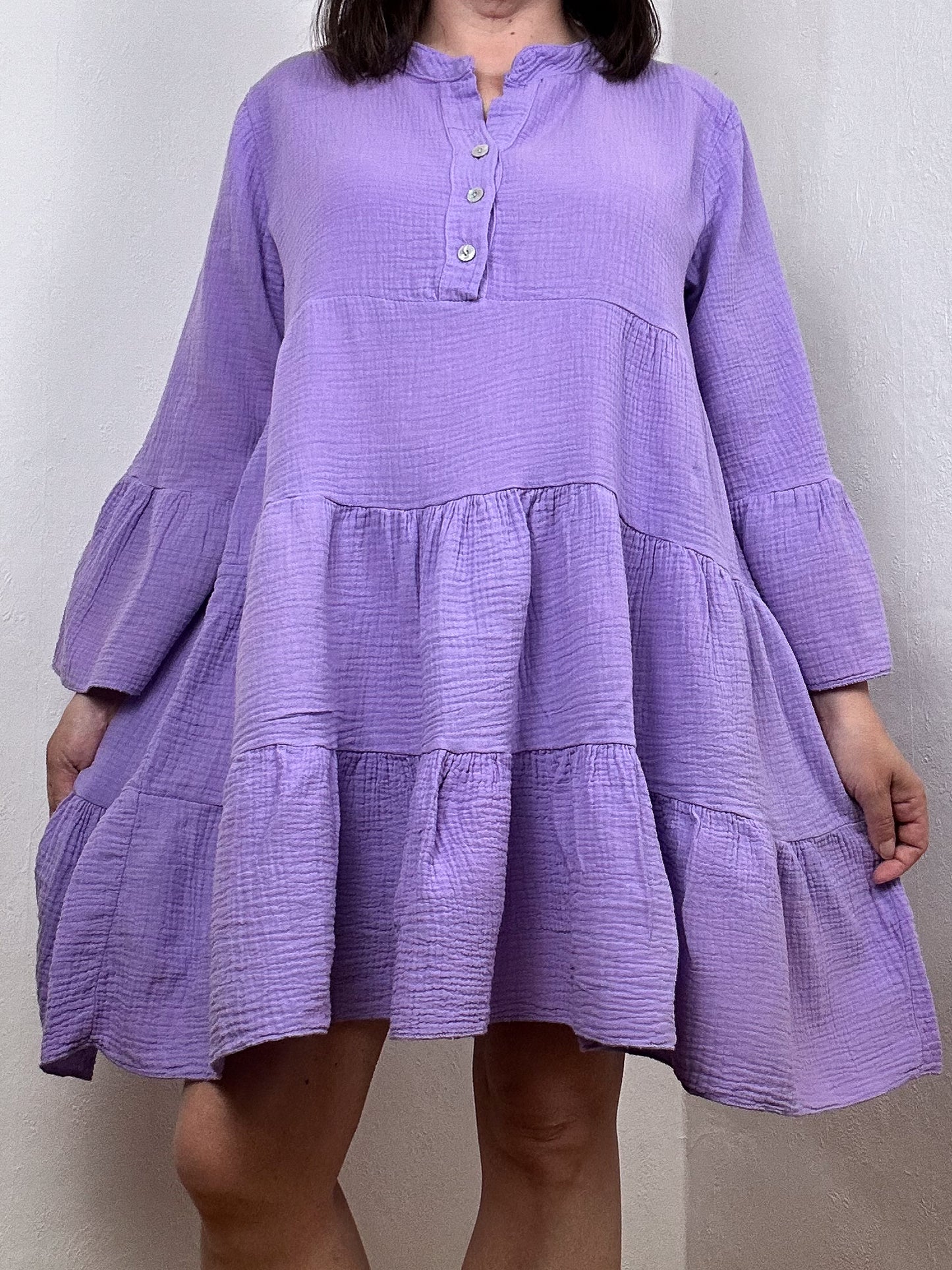 MUSSELIN TUNIKA KLEID ELSA FLIEDER