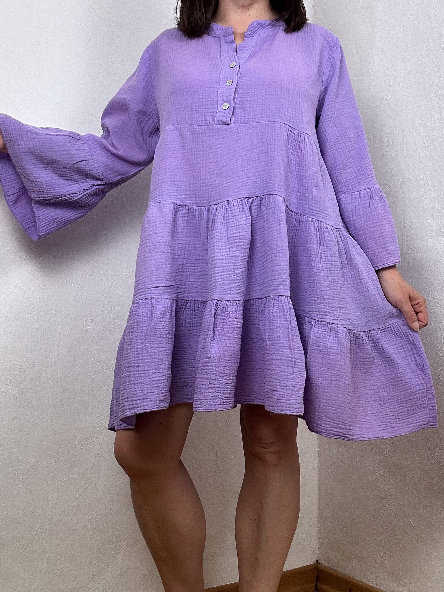 MUSSELIN TUNIKA KLEID ELSA FLIEDER