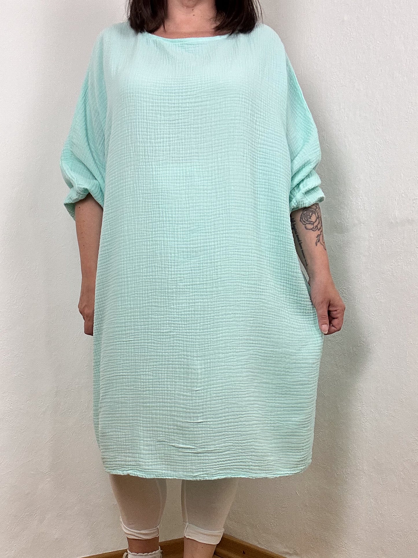 MUSSELIN TUNIKA KLEID RUBY AQUA GRÜN