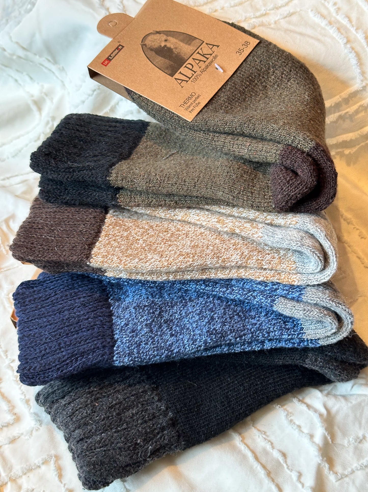 ALPAKA SOCKEN dick Uni zweifarbig Damen & Herren