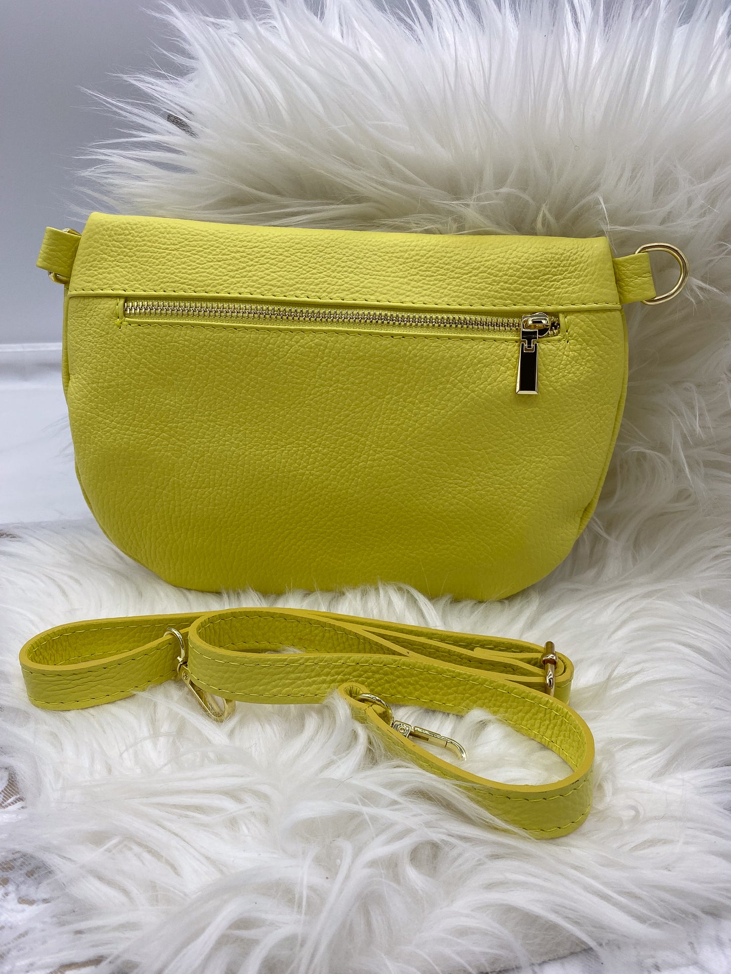 BORSE IN PELLE MEDIUM PLUS LEDER BAUCHTASCHE LIMETTE