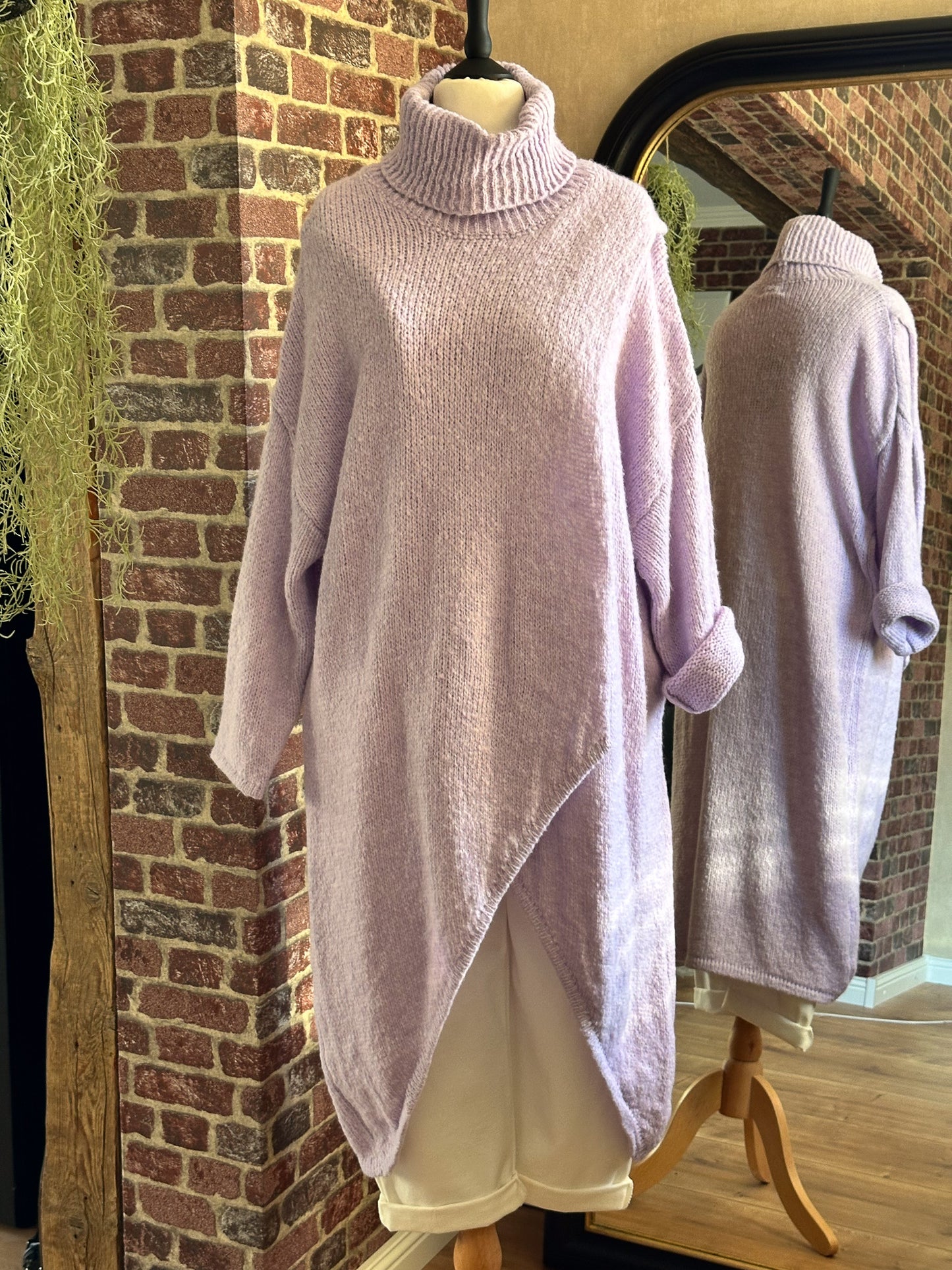 STRICKKLEID / LONGPULLOVER JADEN MIT ROLLKRAGEN FLIEDER