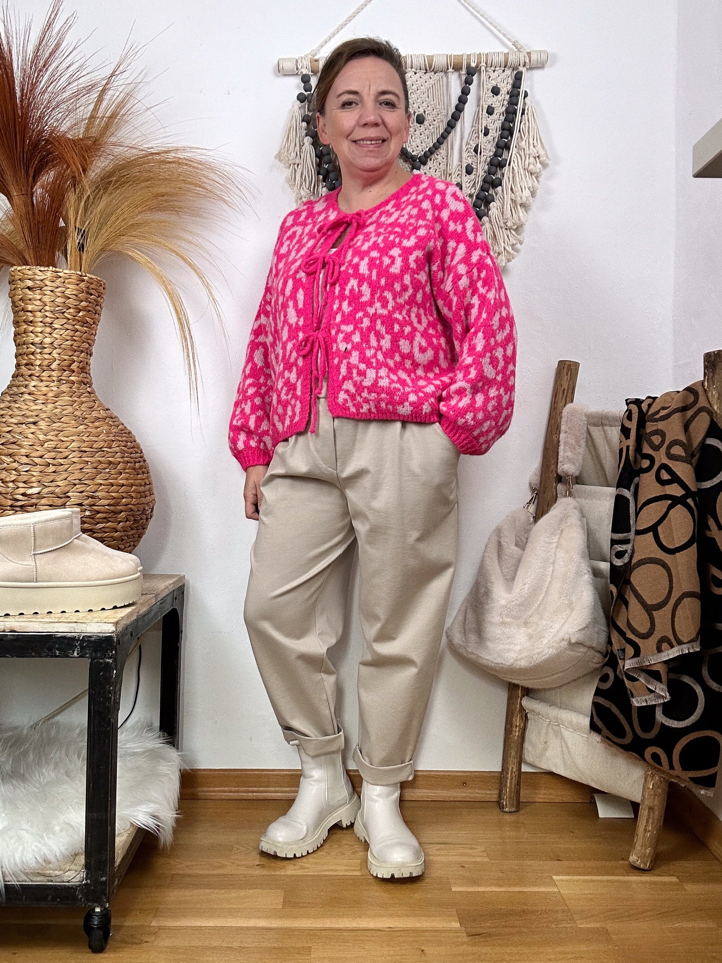 CARDIGAN MIT SCHLEIFEN LEOPARD
