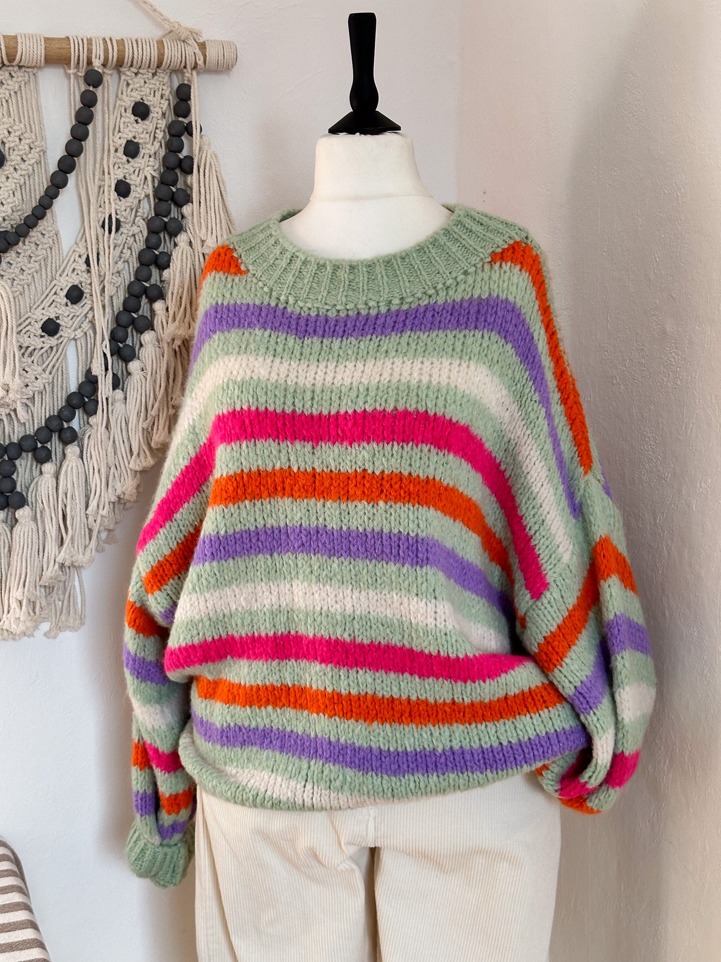 MIONI OVERSIZE PULLOVER BUNT GESTREIFT