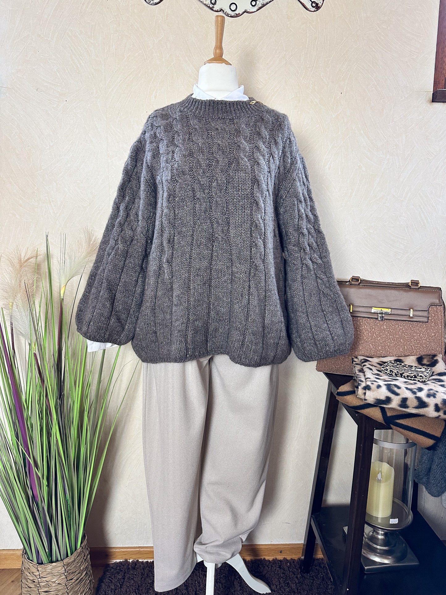 LENS PULLOVER MIT ZOPFMUSTER