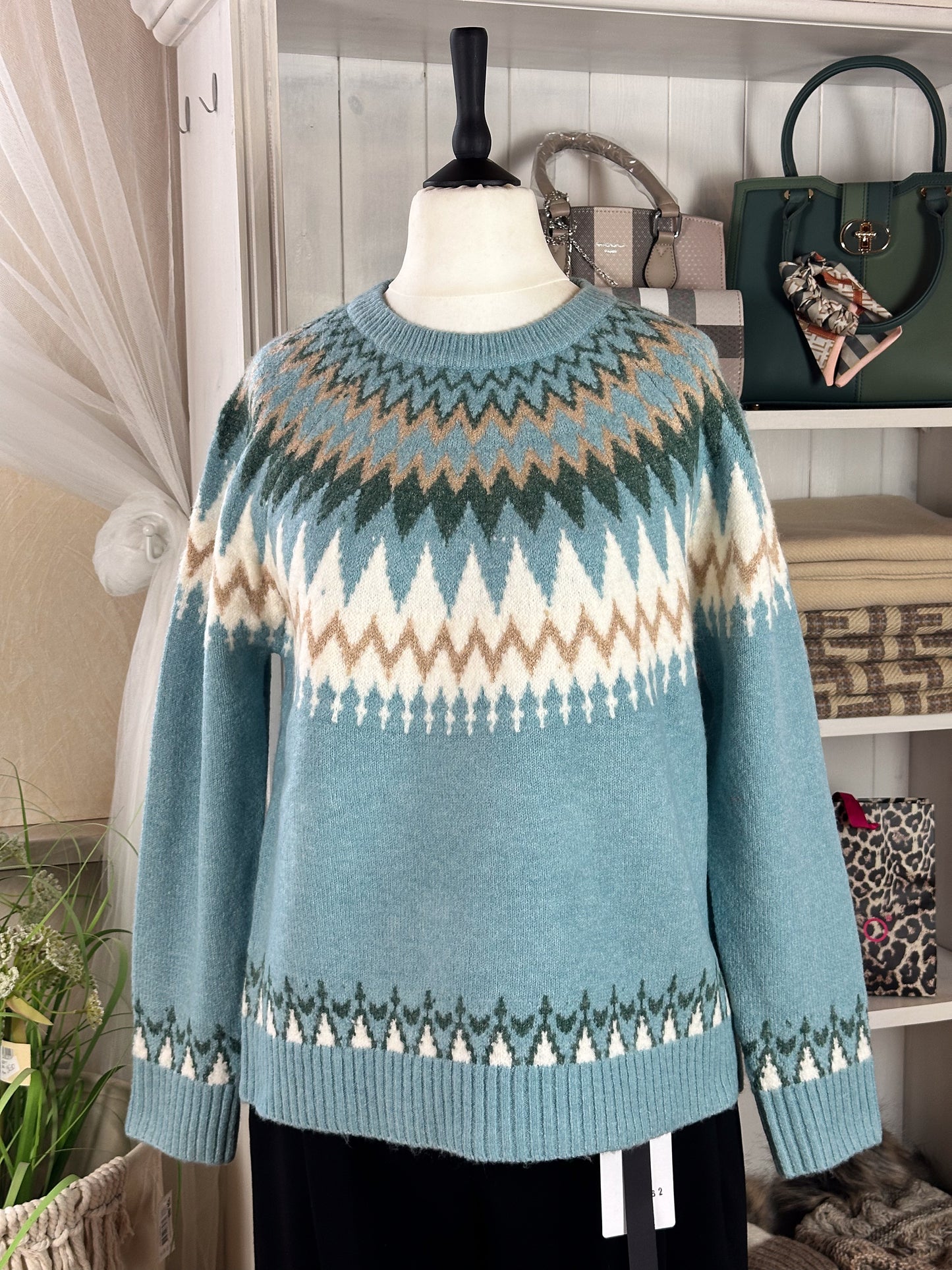 PULLOVER NORWEGER BLAU