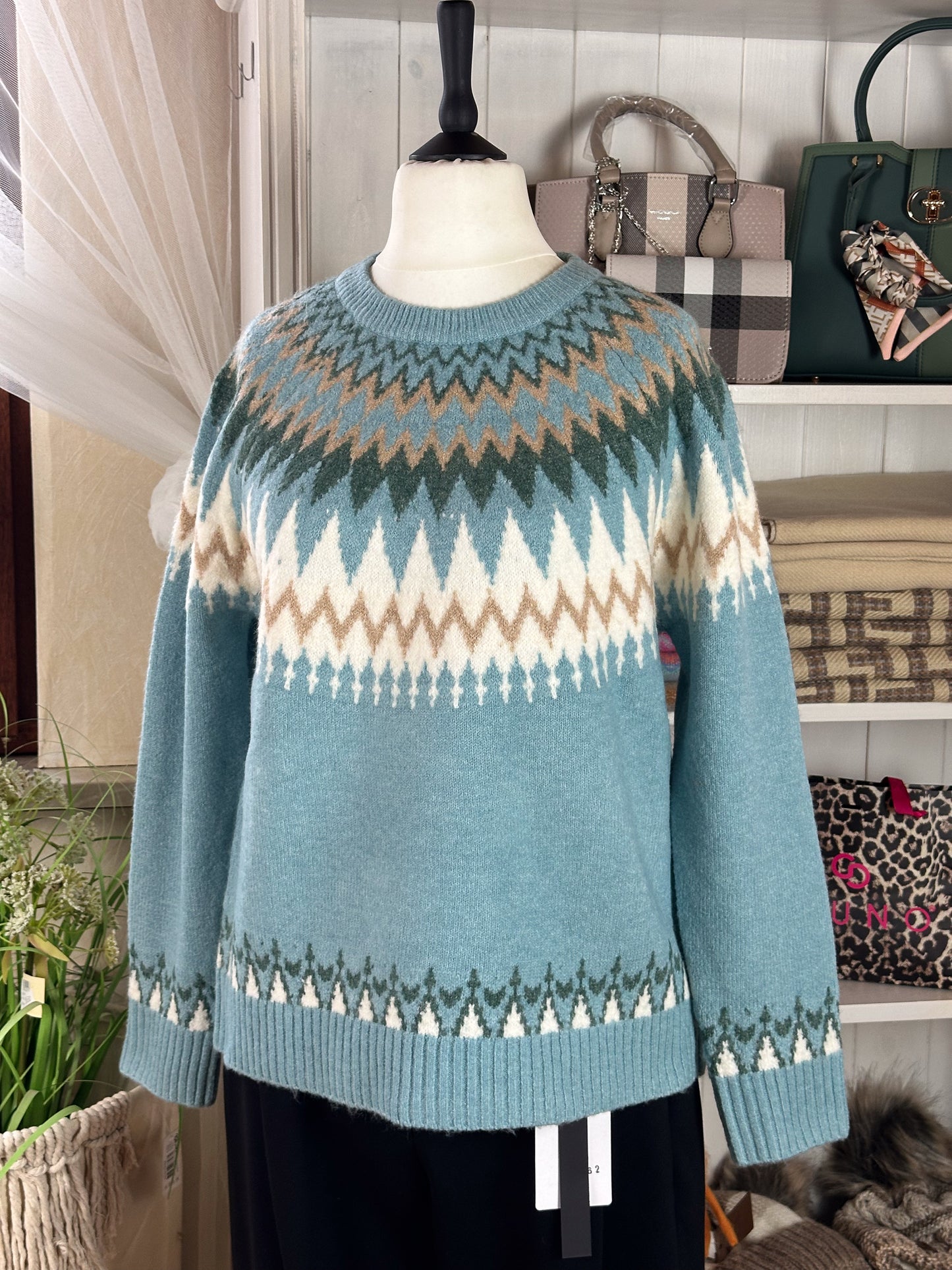 PULLOVER NORWEGER BLAU