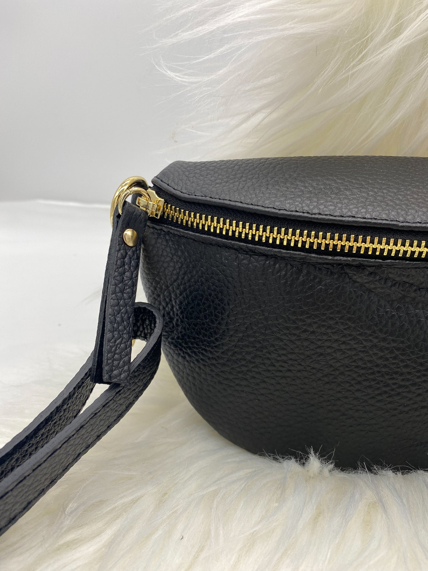 BORSE IN PELLE STANDARD LEDER BAUCHTASCHE SCHWARZ