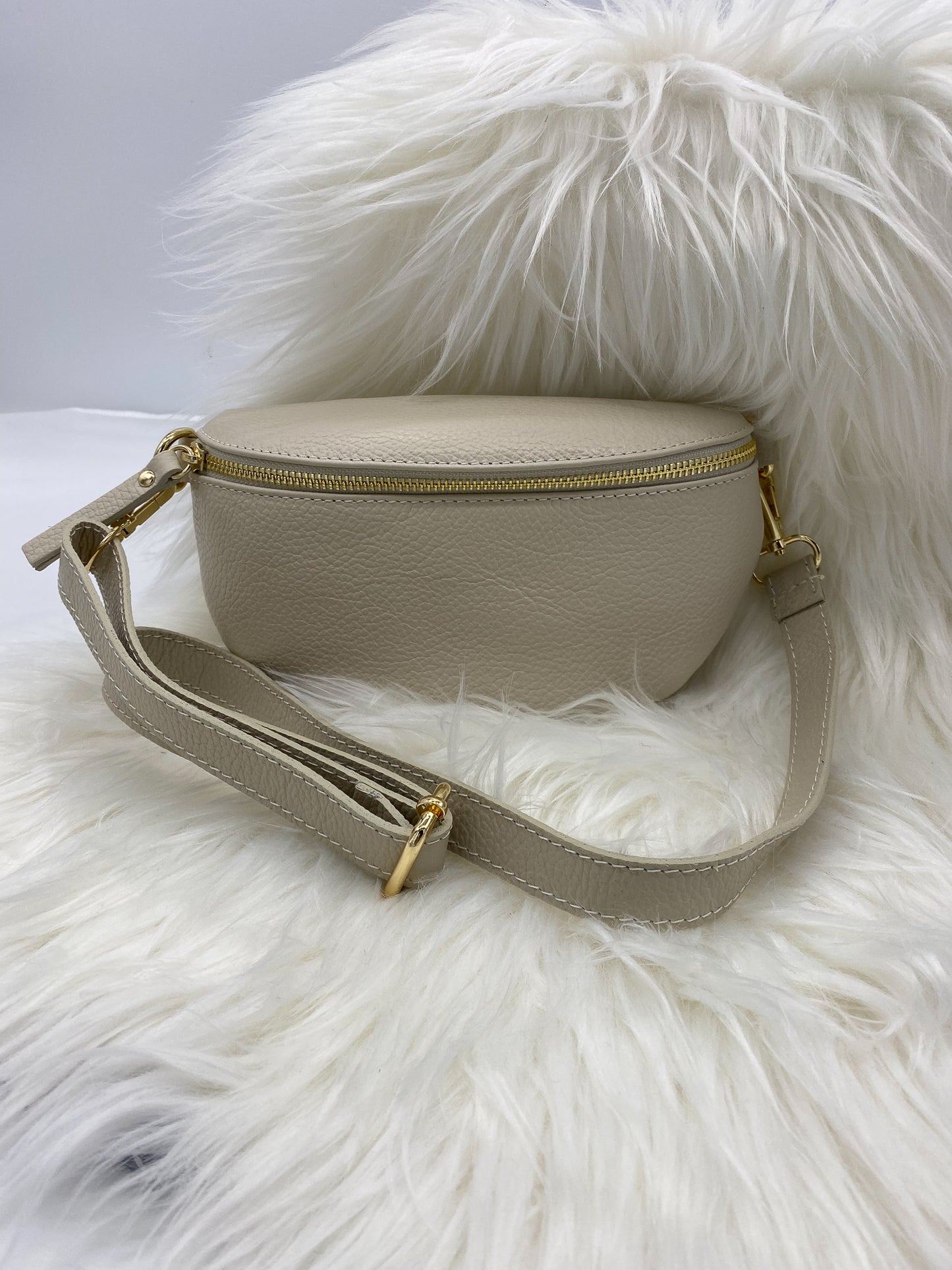 BORSE IN PELLE STANDARD LEDER BAUCHTASCHE CREME / BEIGE