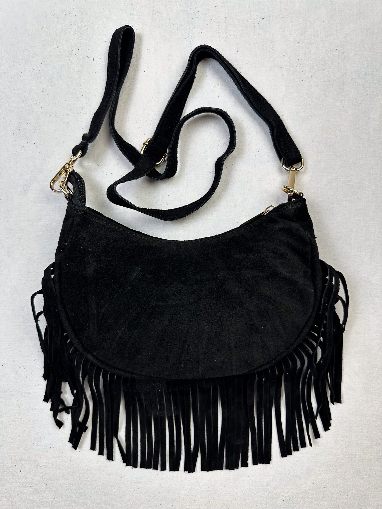 BORSE IN PELLE WILDLEDER TASCHE MIT FRANSEN versch. Farben