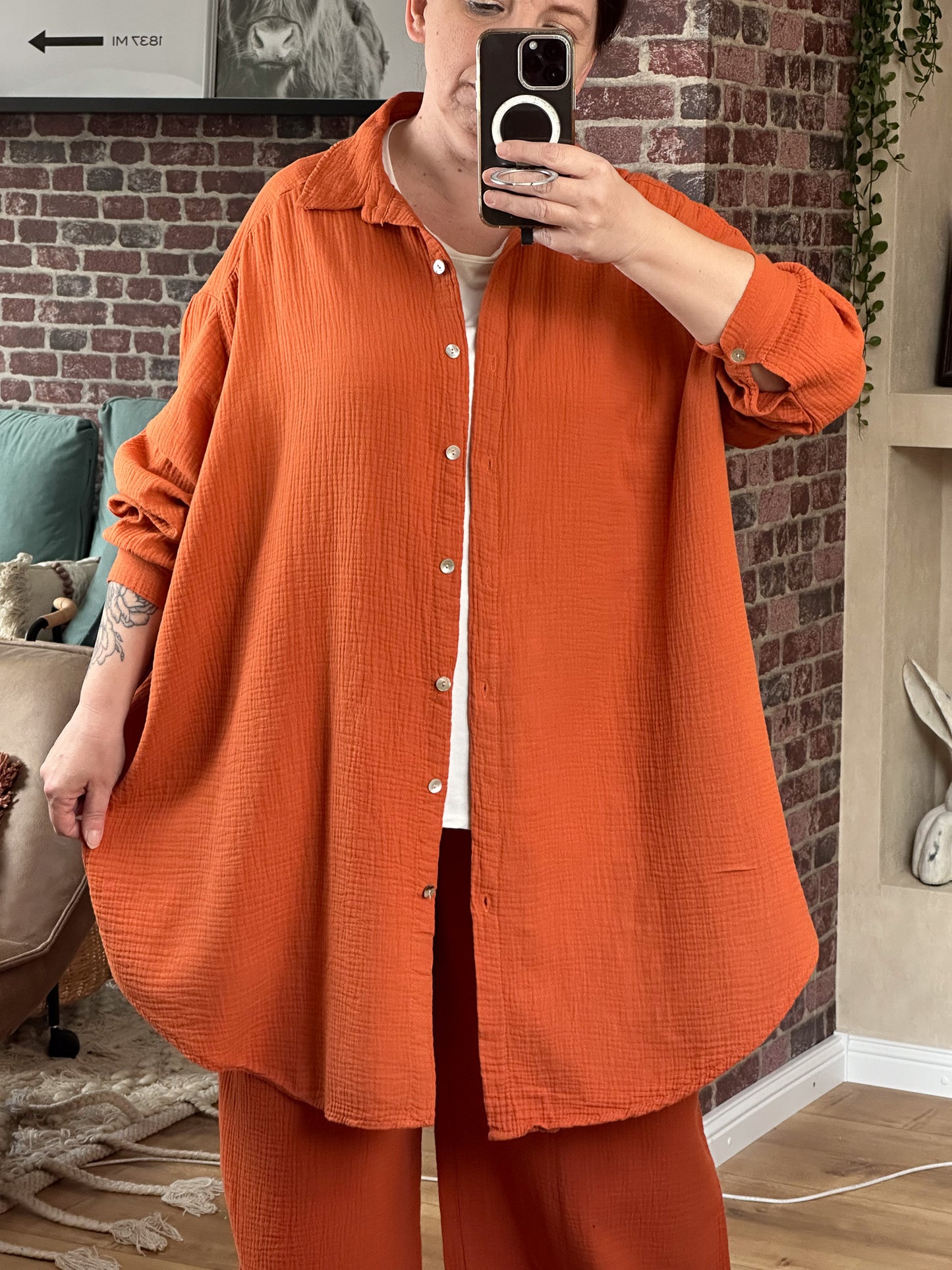 MUSSELIN ULTRA OVERSIZE BLUSE LONG versch. Farben