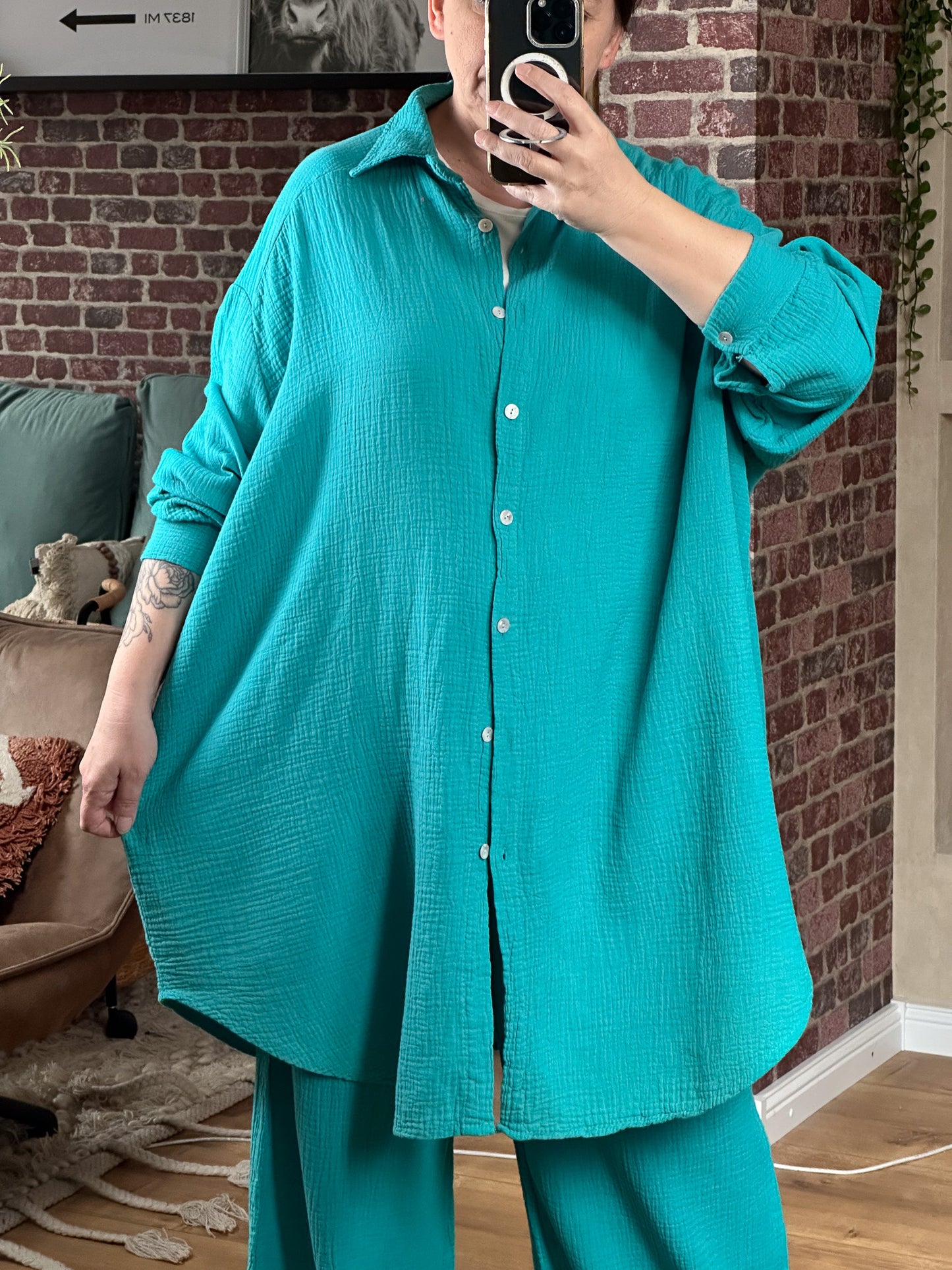 MUSSELIN ULTRA OVERSIZE BLUSE LONG versch. Farben