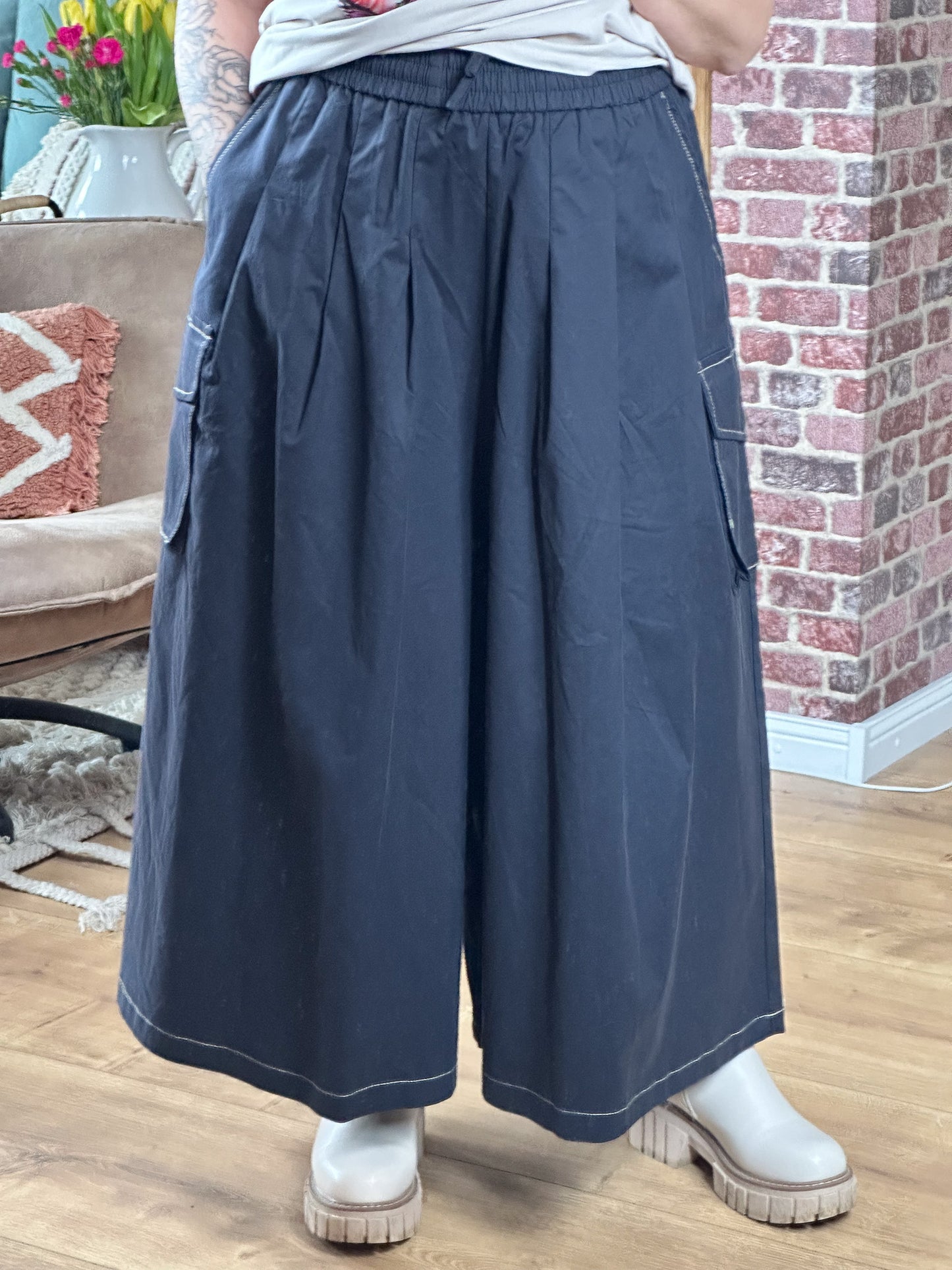 HOSE CARGO CULOTTE BLAU