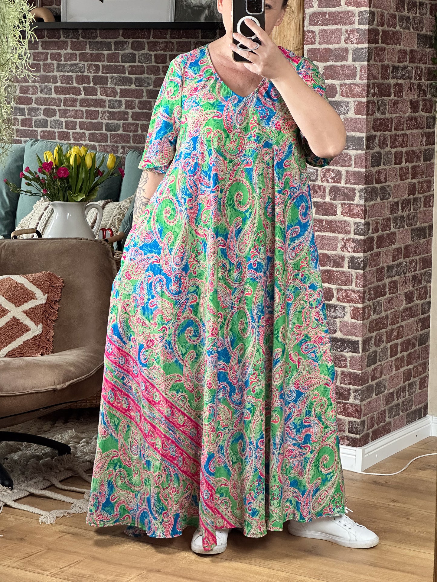 BOHO MAXIKLEID SUTRA BLAU - GRÜN