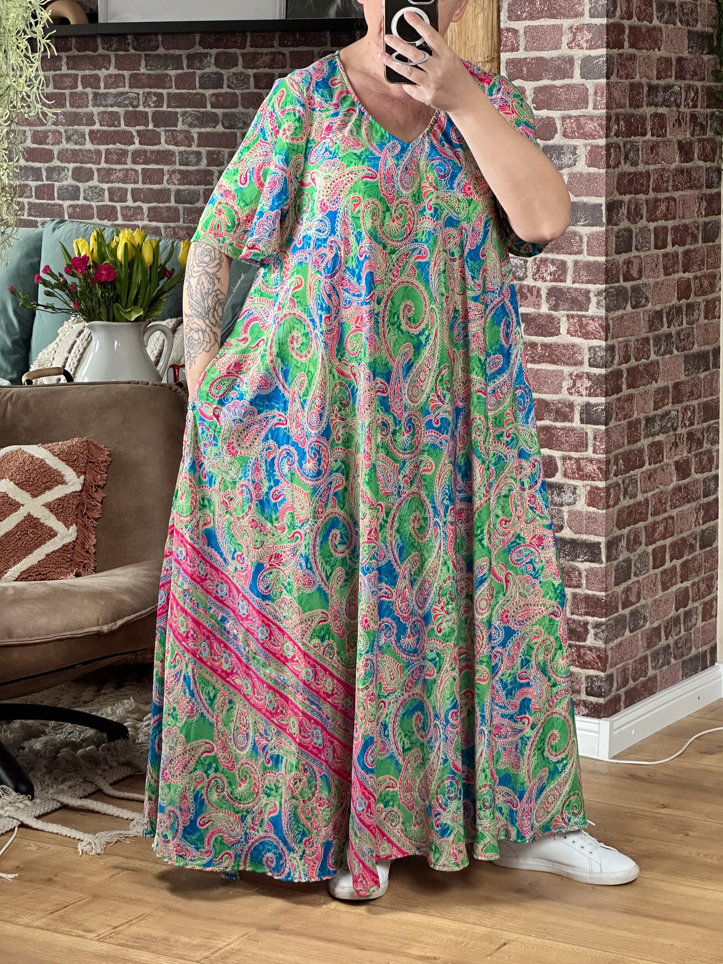 BOHO MAXIKLEID SUTRA BLAU - GRÜN