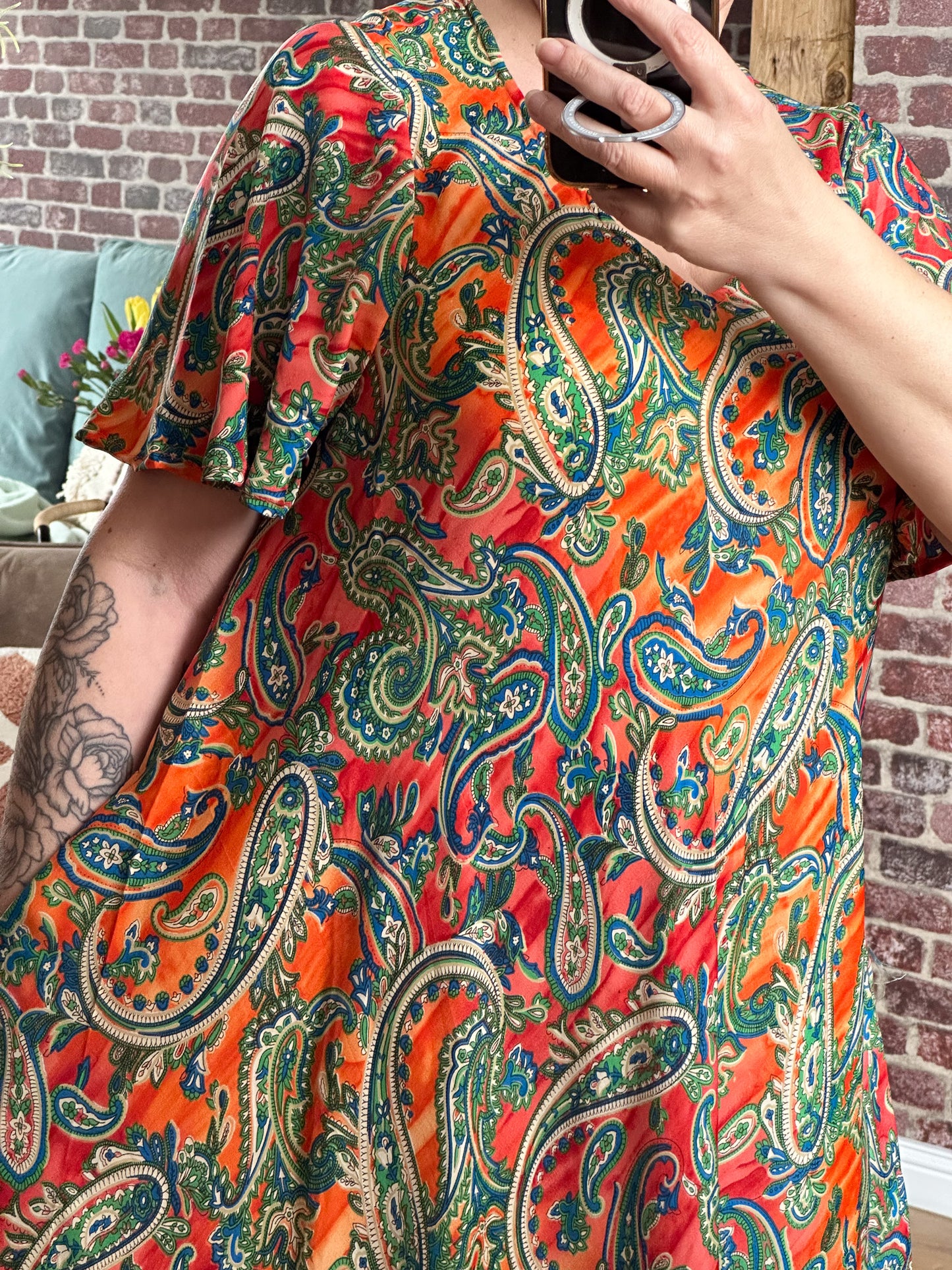 BOHO MAXIKLEID SUTRA GRÜN - ORANGE