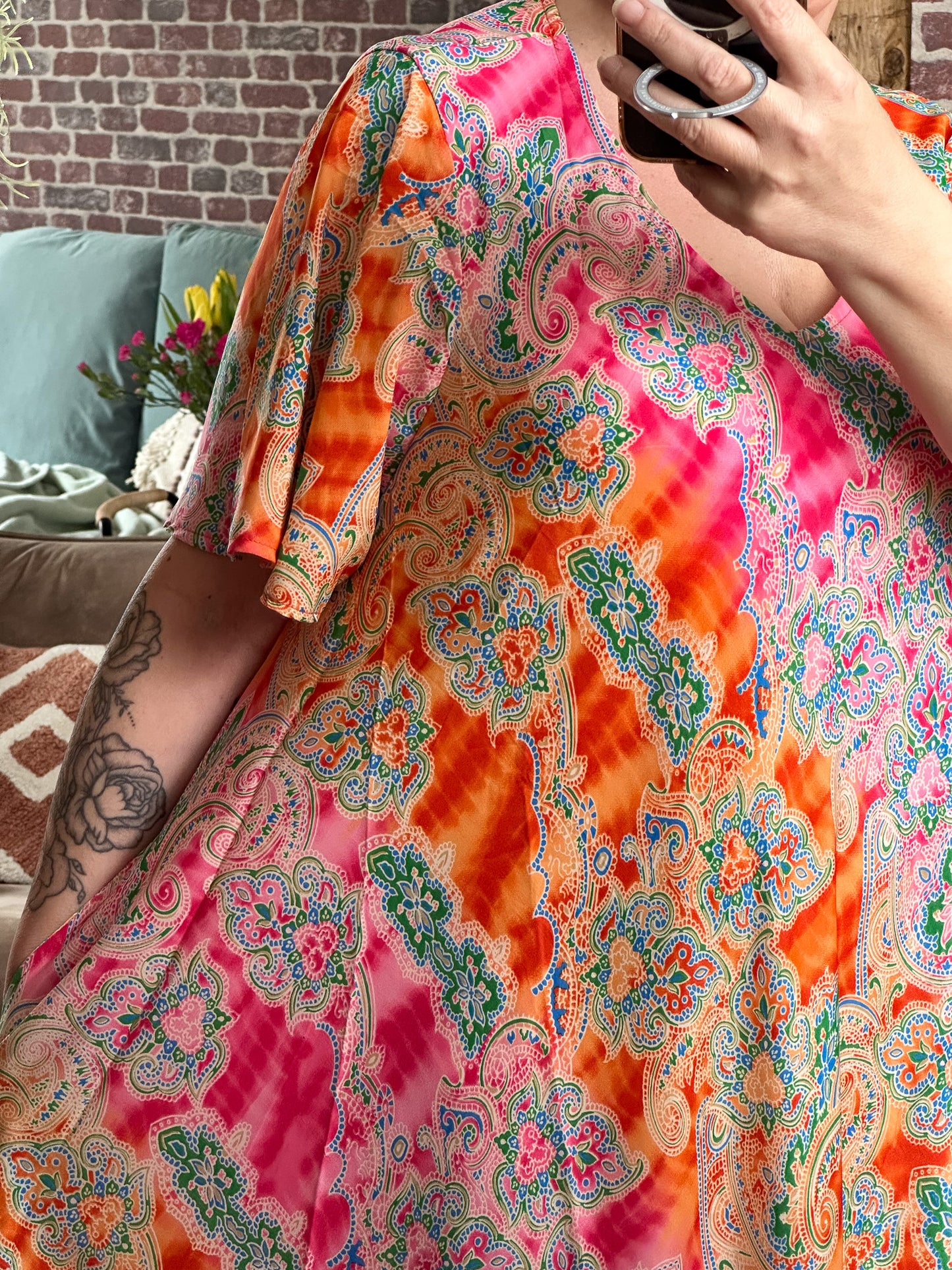 BOHO MAXIKLEID SUTRA ORANGE PINK