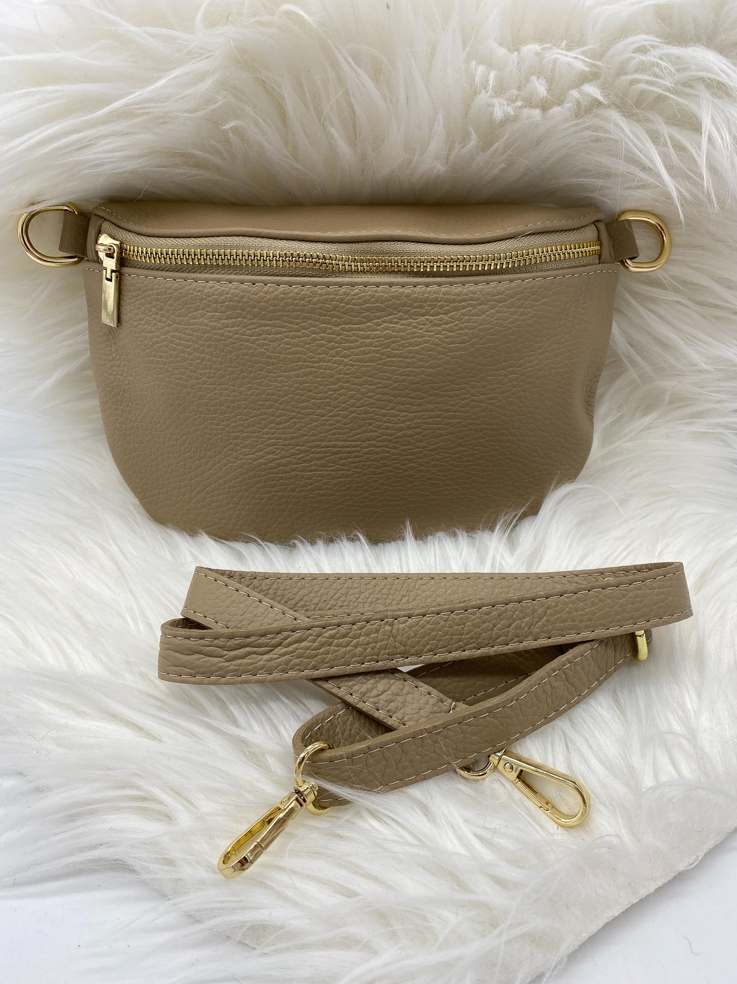 BORSE IN PELLE MEDIUM PLUSE LEDER BAUCHTASCHE TAUPE