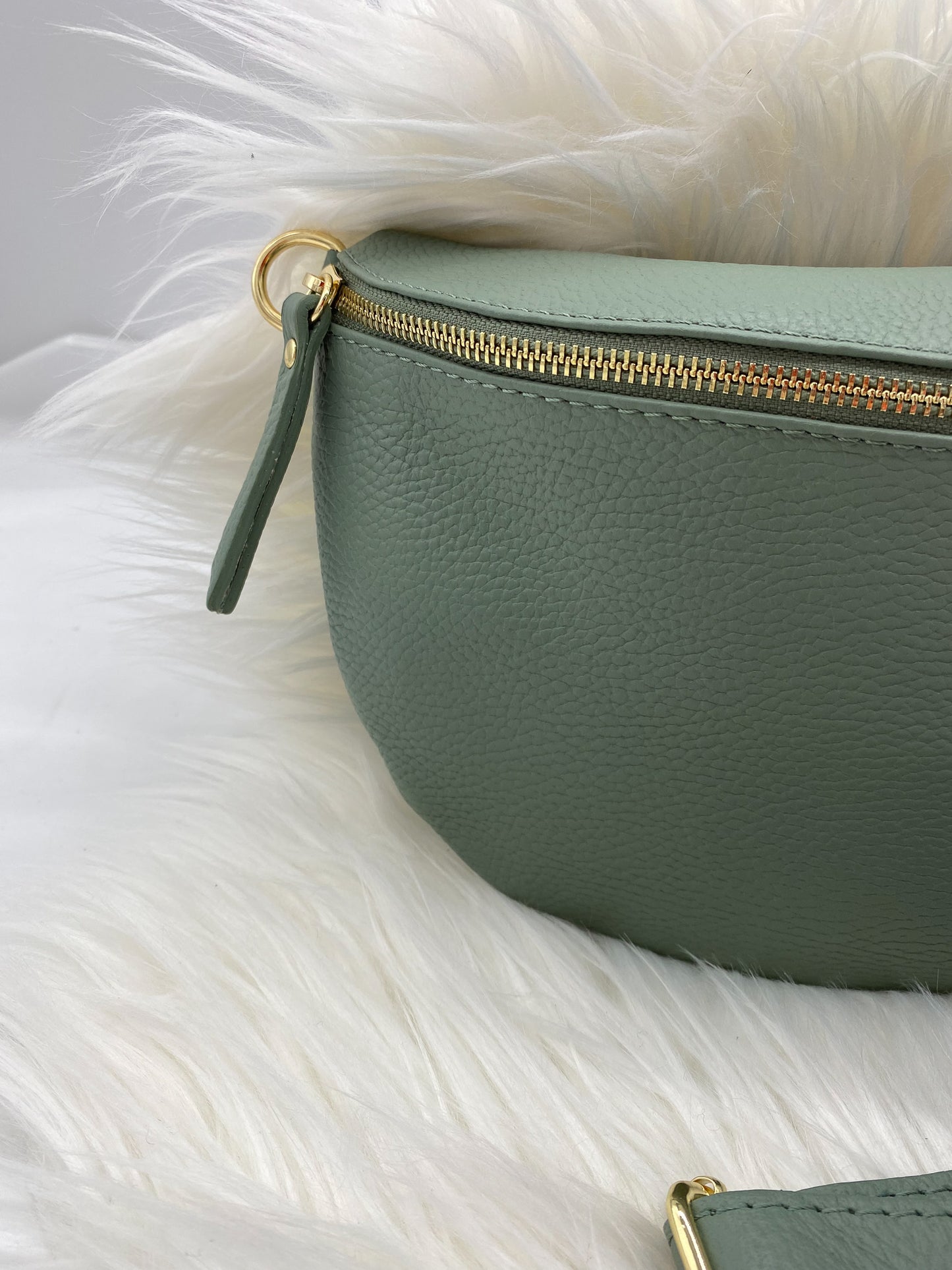 BORSE IN PELLE LARGE LEDER BAUCHTASCHE MINT