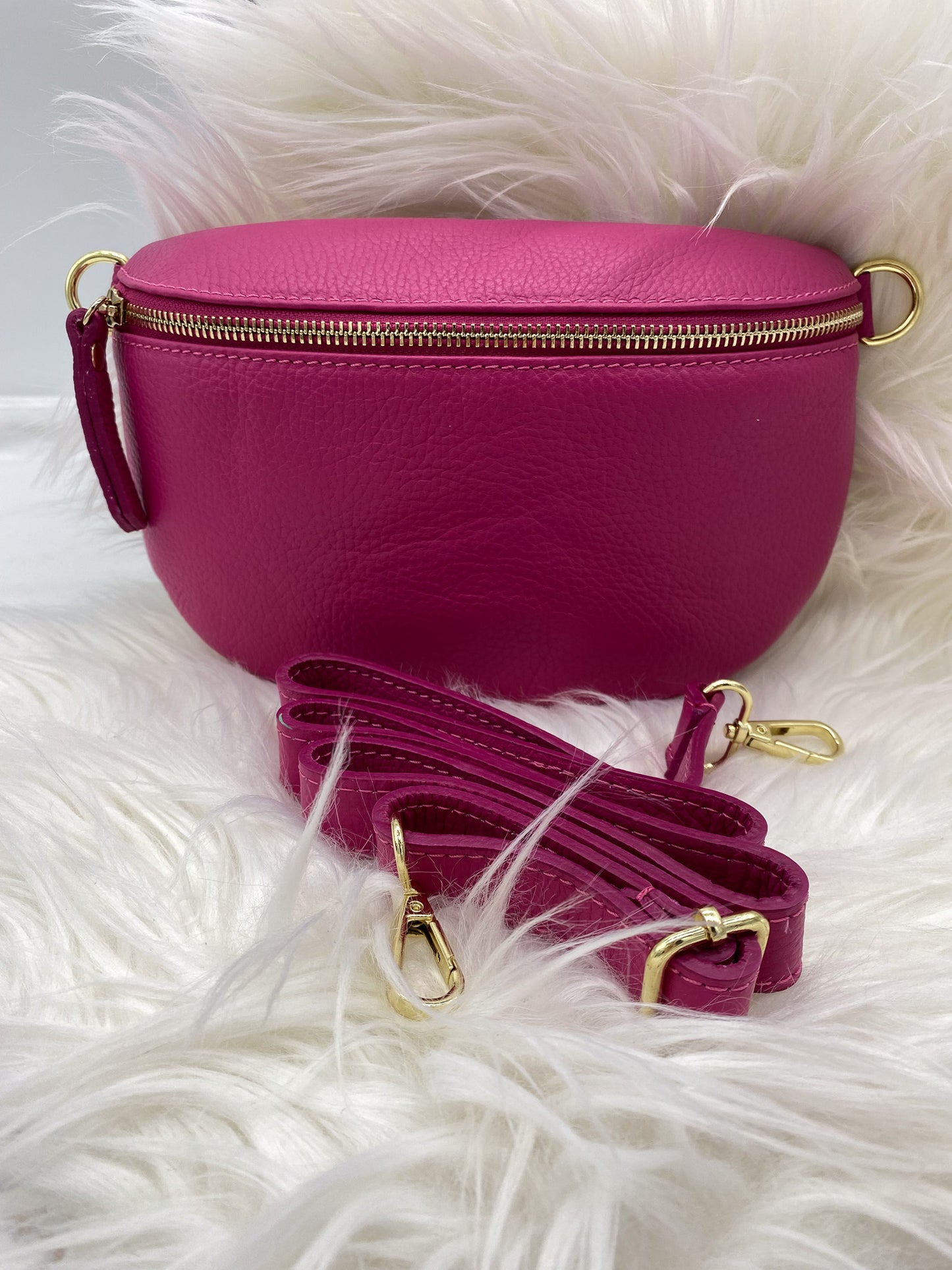 BORSE IN PELLE MEDIUM LEDER BAUCHTASCHE FUCHSIA