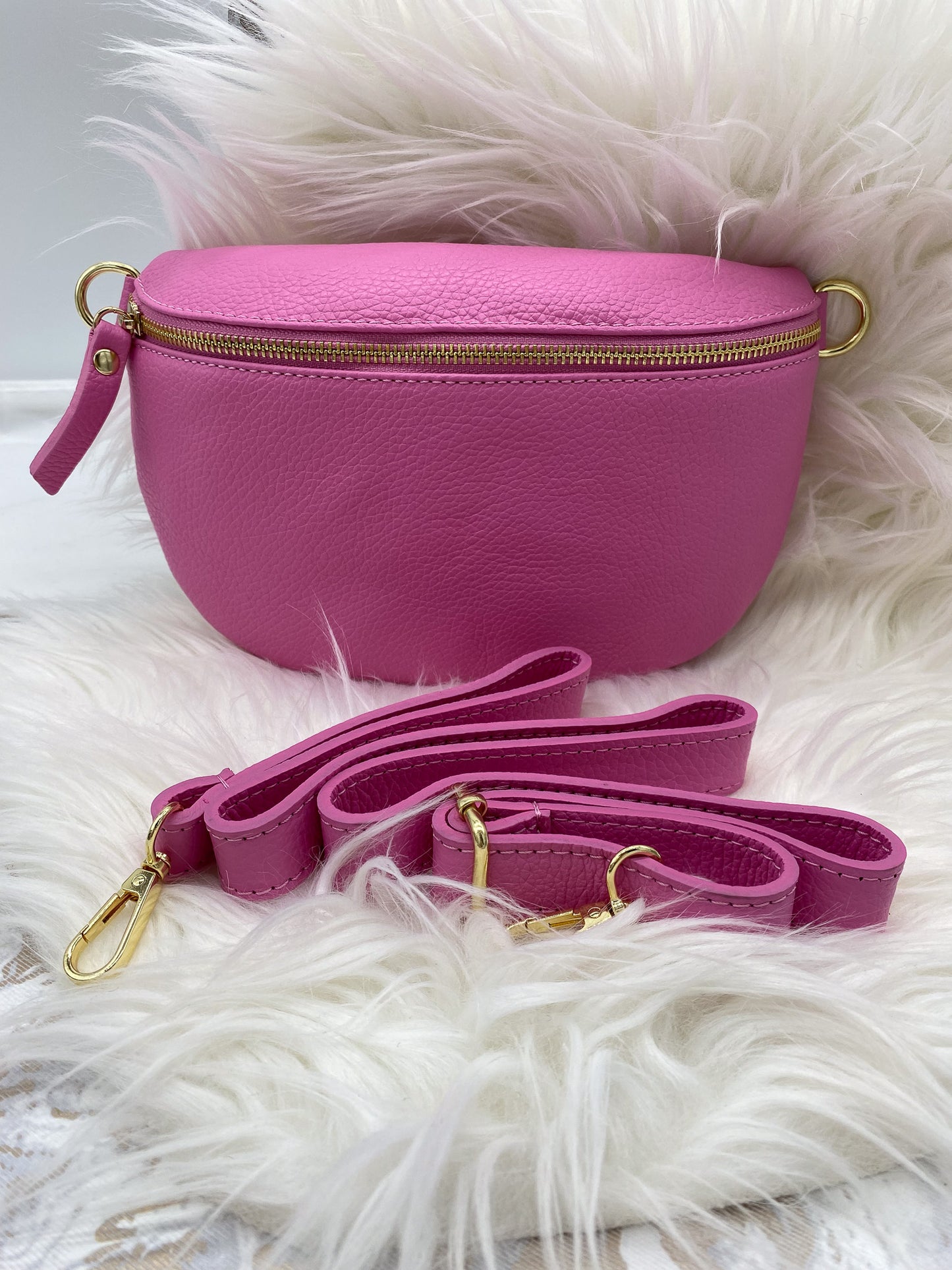 BORSE IN PELLE MEDIUM LEDER BAUCHTASCHE PINK