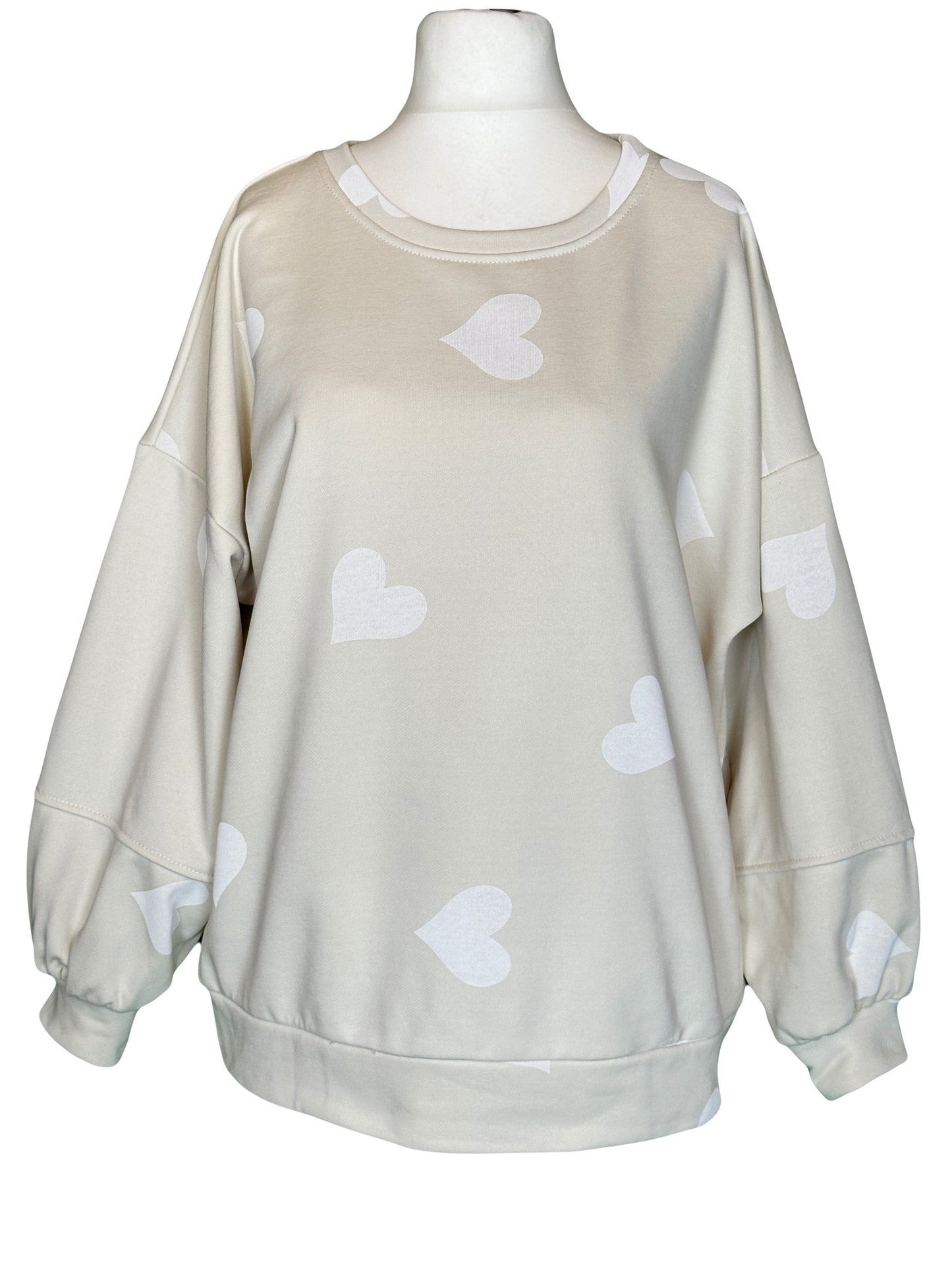 SWEATSHIRT HERZEN BEIGE