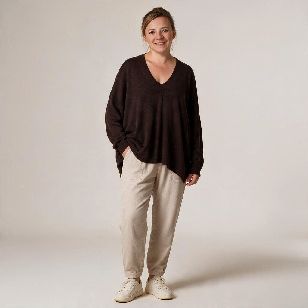 Oversize Feinstrick Pullover V-Ausschnitt ALVA
