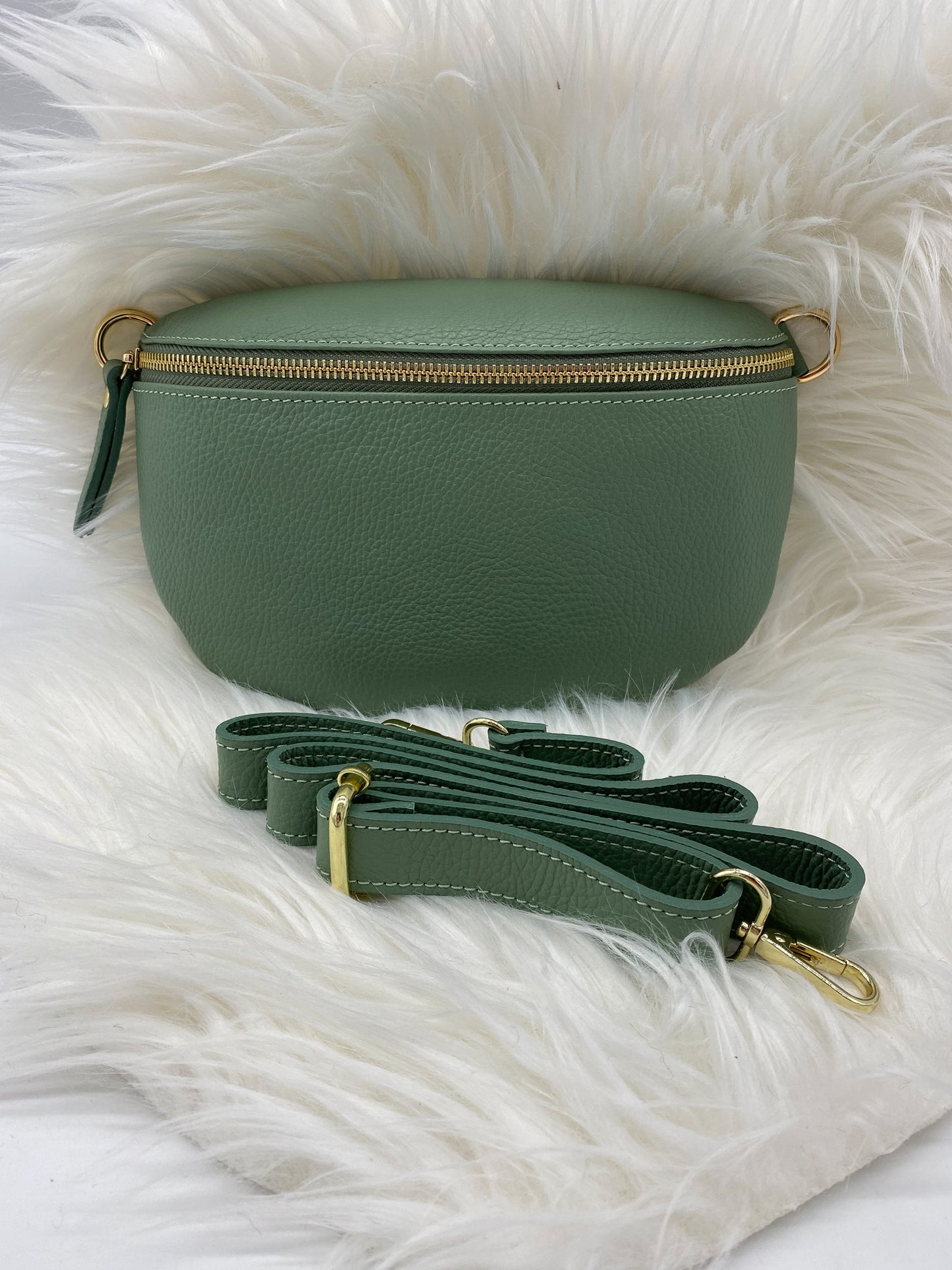 BORSE IN PELLE MEDIUM LEDER BAUCHTASCHE MINT