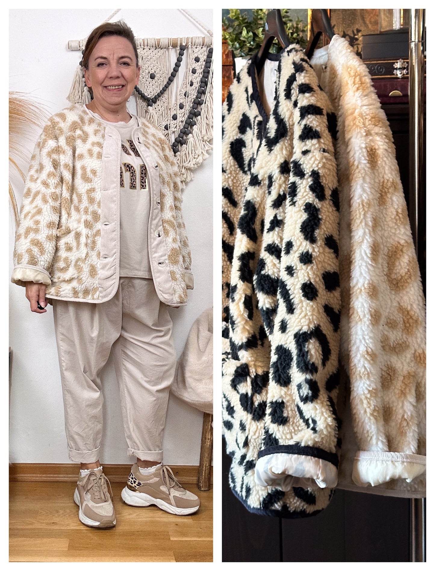 MIONI TEDDYFELL JACKE LEOPARD