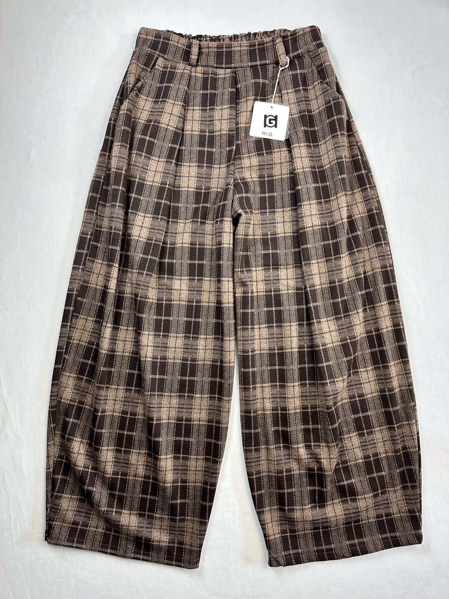 BALLONHOSE kariert Braun