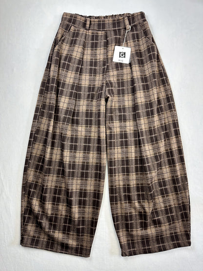 BALLONHOSE kariert Braun