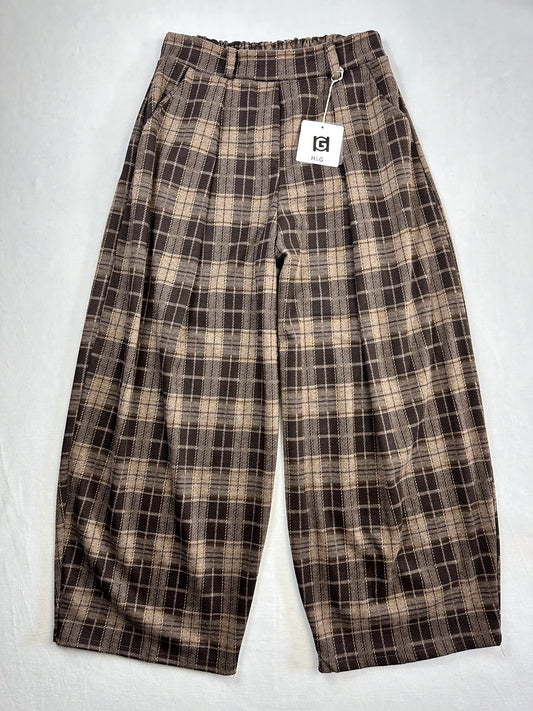 BALLONHOSE kariert Braun