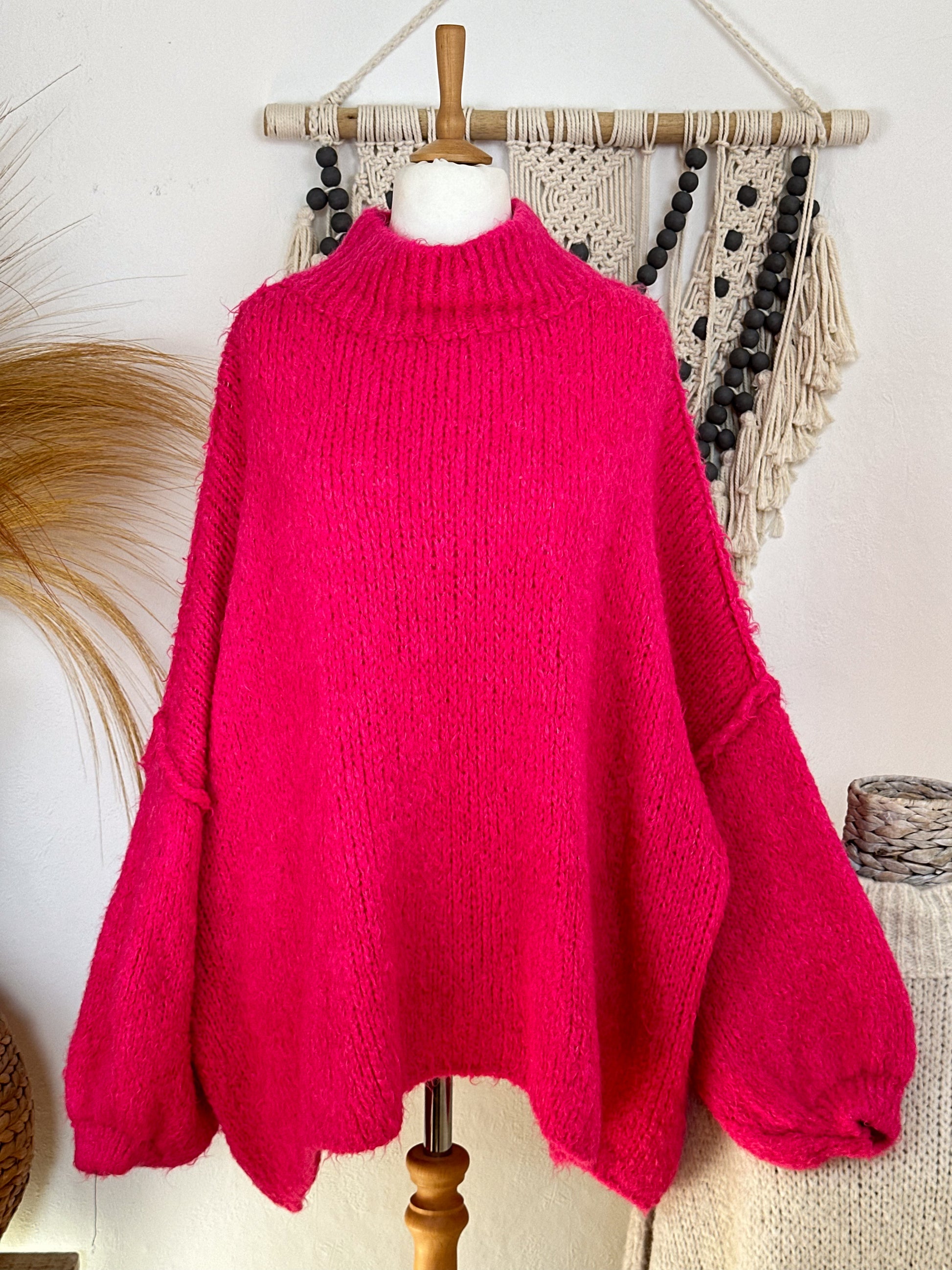 Rot Pink Kuschelpullover Rot OVERSIZE KUSCHEL PULLOVER ALINA – Jamalto