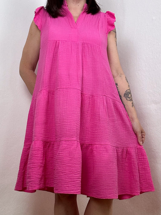 MUSSELIN KLEID ALISA PINK