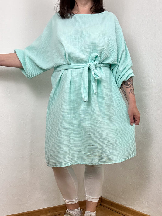 MUSSELIN TUNIKA KLEID RUBY AQUA GRÜN