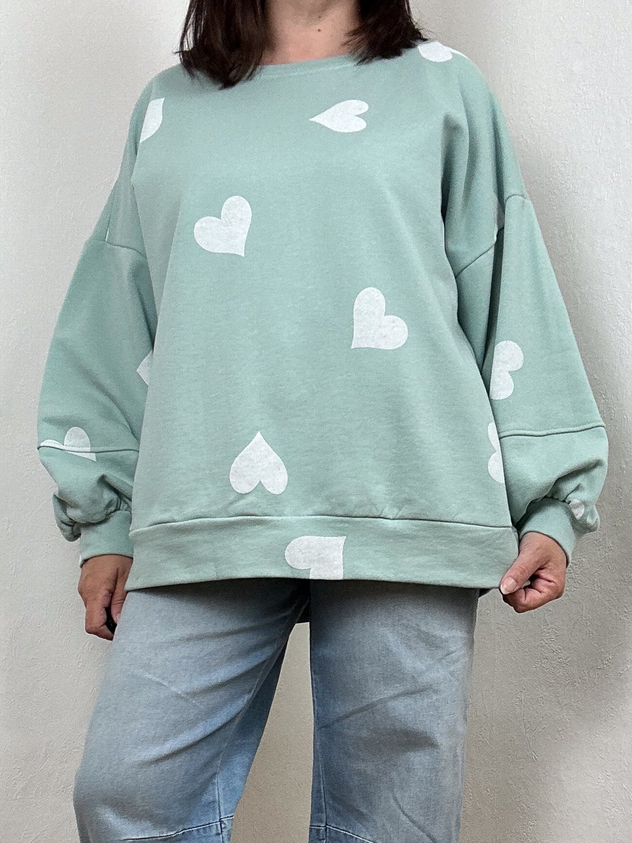 SWEATSHIRT HERZEN MINT