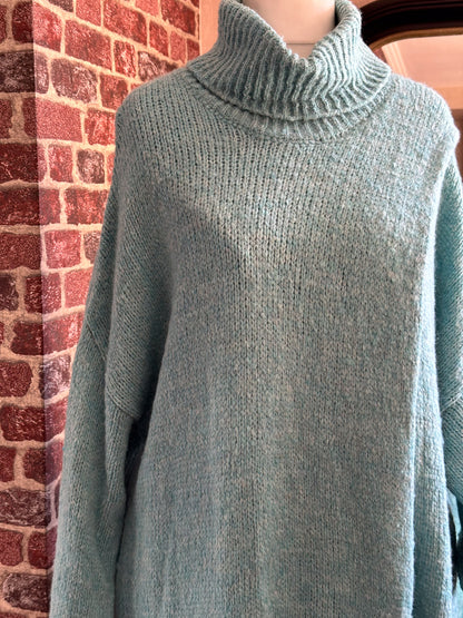 STRICKKLEID / LONGPULLOVER JADEN MIT ROLLKRAGEN BLAU