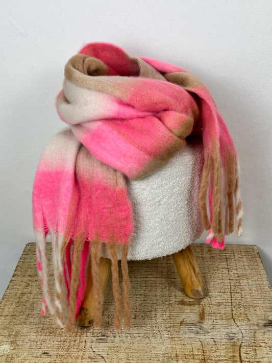 KUSCHELSCHAL KARIERT ROSA CREME