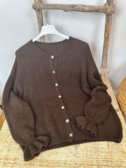 ALPAKA CARDIGAN MIT RÜSCHENÄRMEL