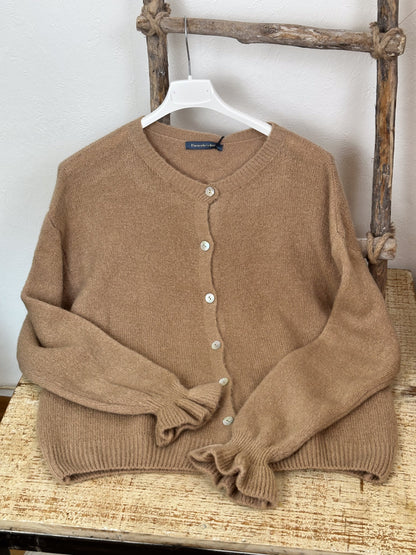 ALPAKA CARDIGAN MIT RÜSCHENÄRMEL