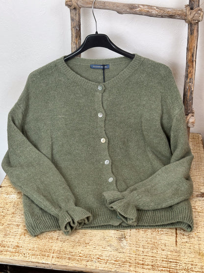 ALPAKA CARDIGAN MIT RÜSCHENÄRMEL